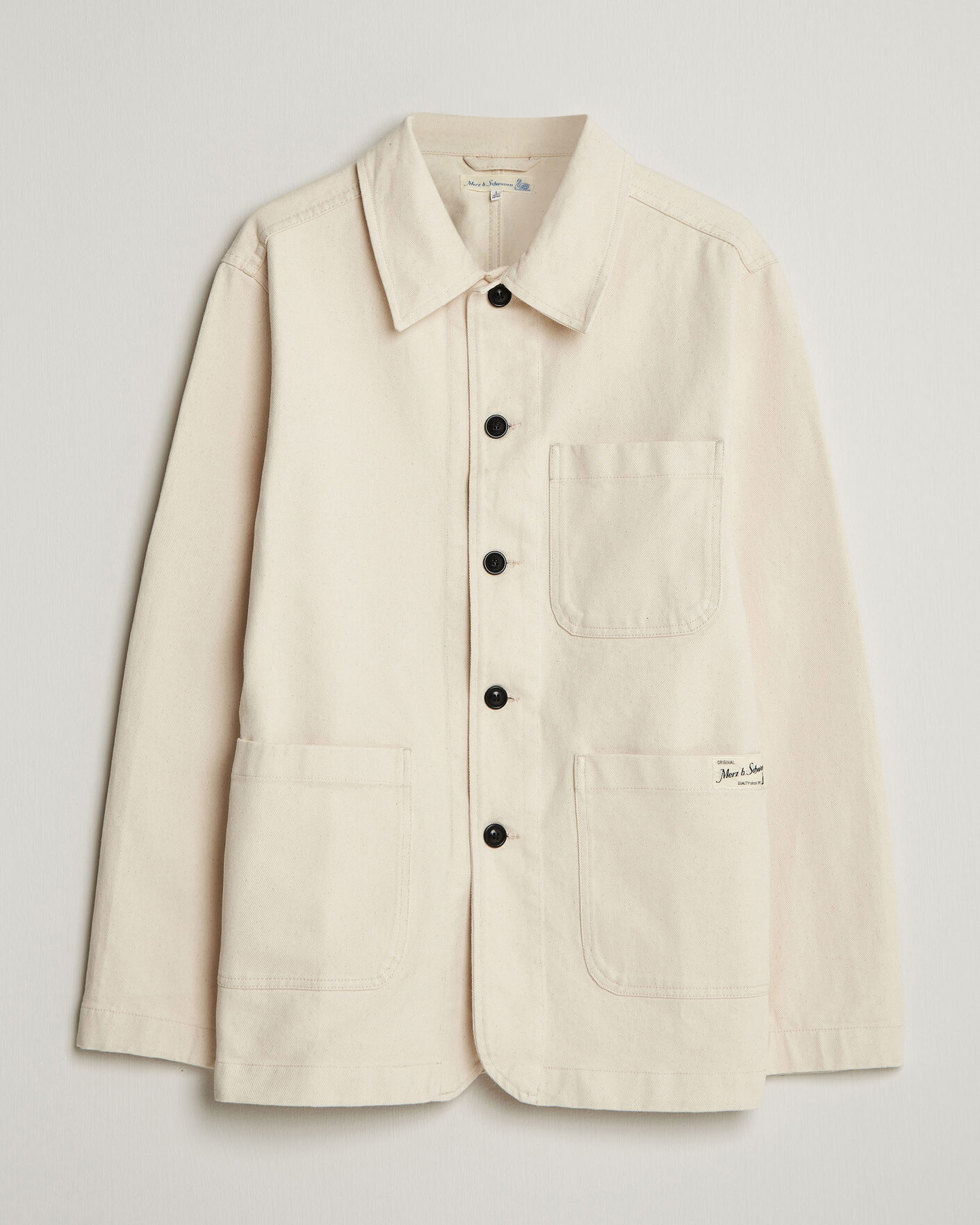 Uomini | Camicie | Merz b. Schwanen | Worker Cotton Twill Overshirt Nature