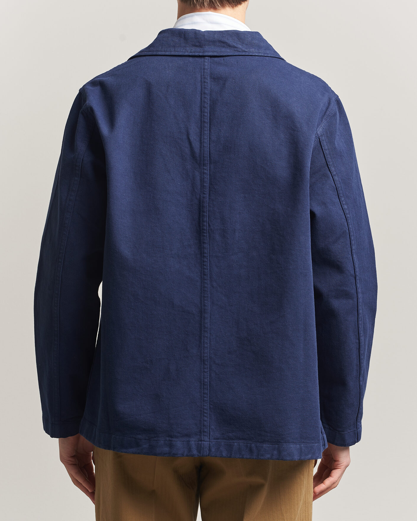 Uomini | Camicie | Merz b. Schwanen | Worker Cotton Twill Overshirt Ink Blue