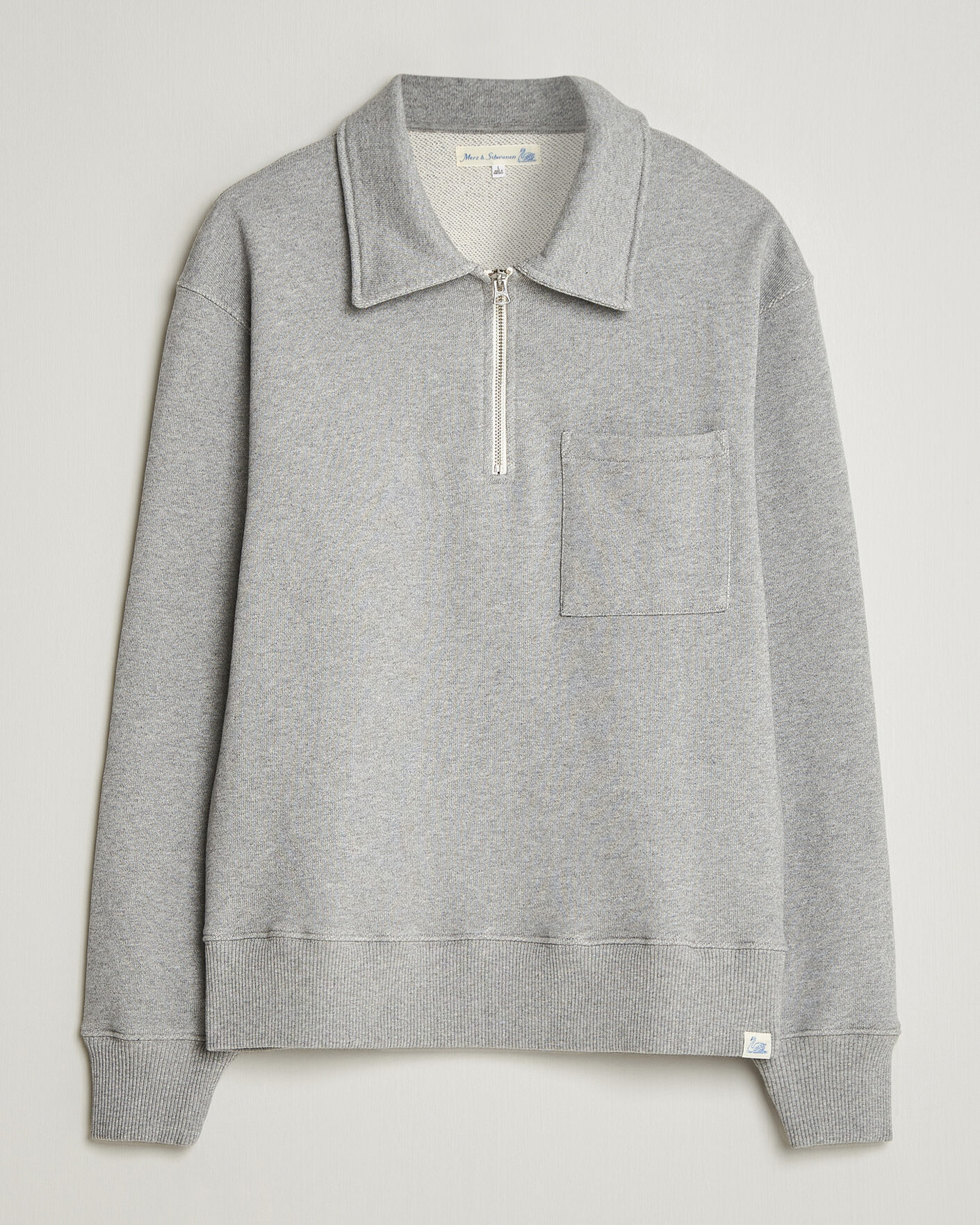 Uomini | Maglieria | Merz b. Schwanen | Classic Fit Authentic Fleece Half Zip Grey Melange