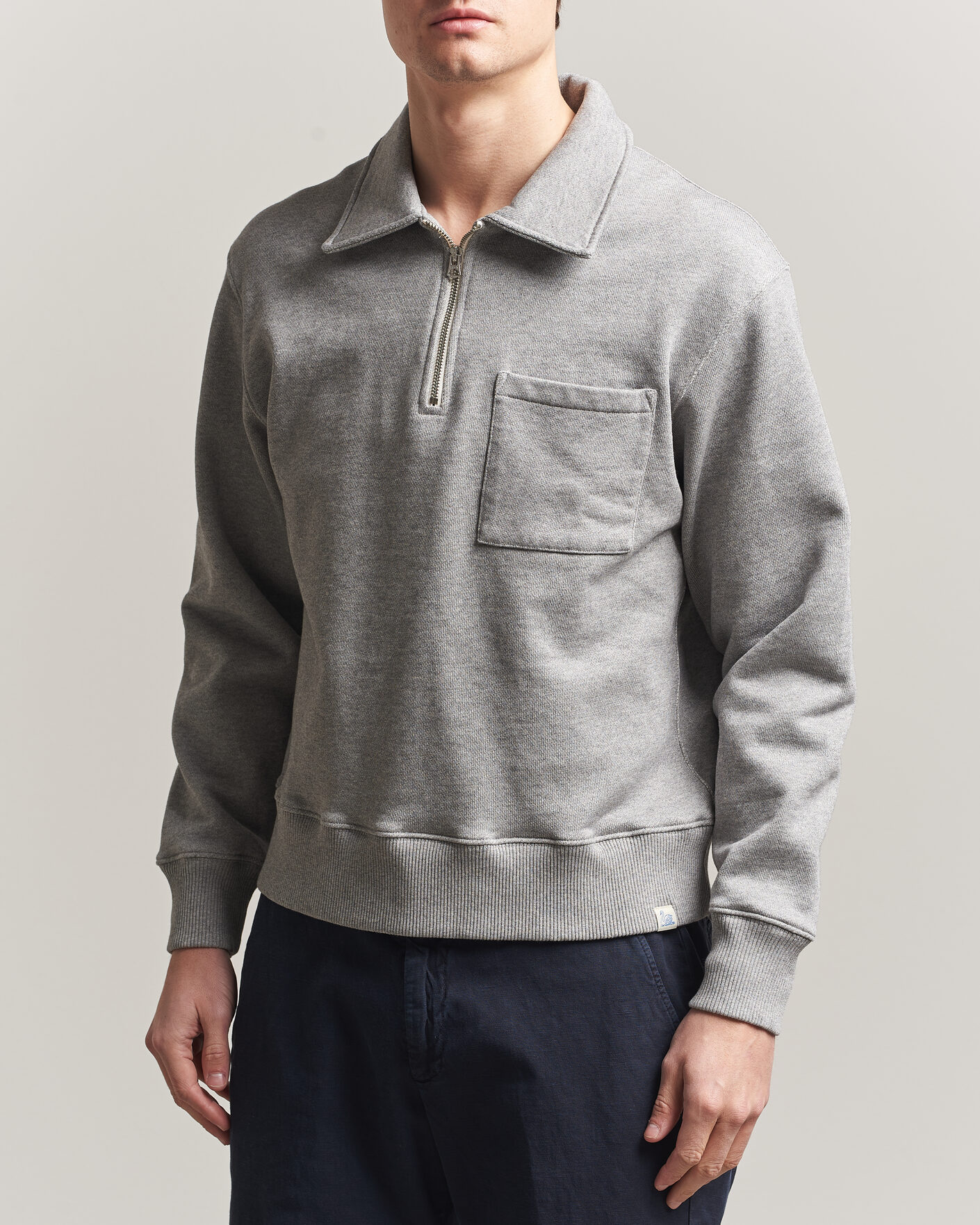 Uomini | Maglieria | Merz b. Schwanen | Classic Fit Authentic Fleece Half Zip Grey Melange