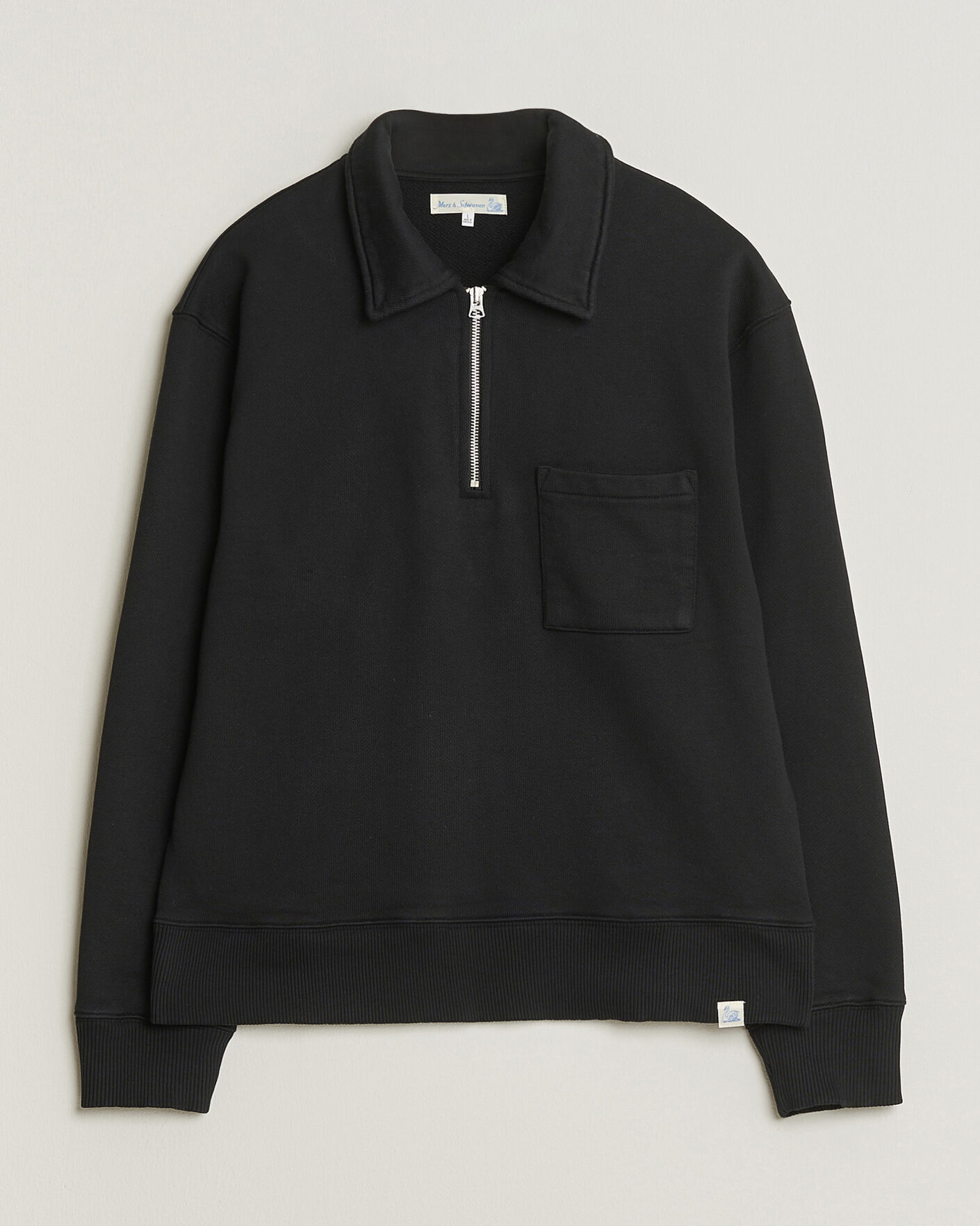 Uomini | Maglieria | Merz b. Schwanen | Classic Fit Authentic Fleece Half Zip Black