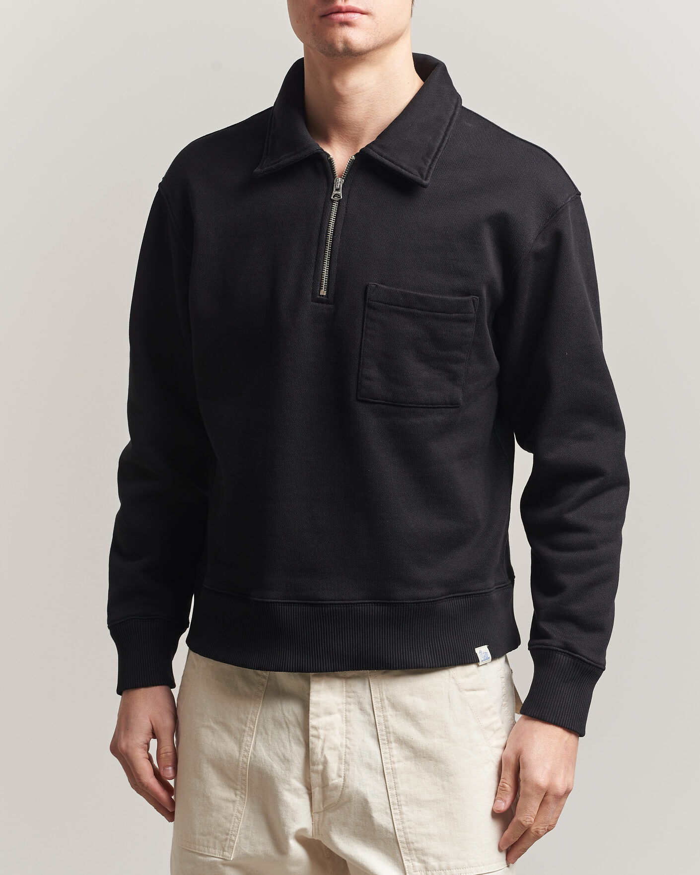 Uomini | Maglieria | Merz b. Schwanen | Classic Fit Authentic Fleece Half Zip Black