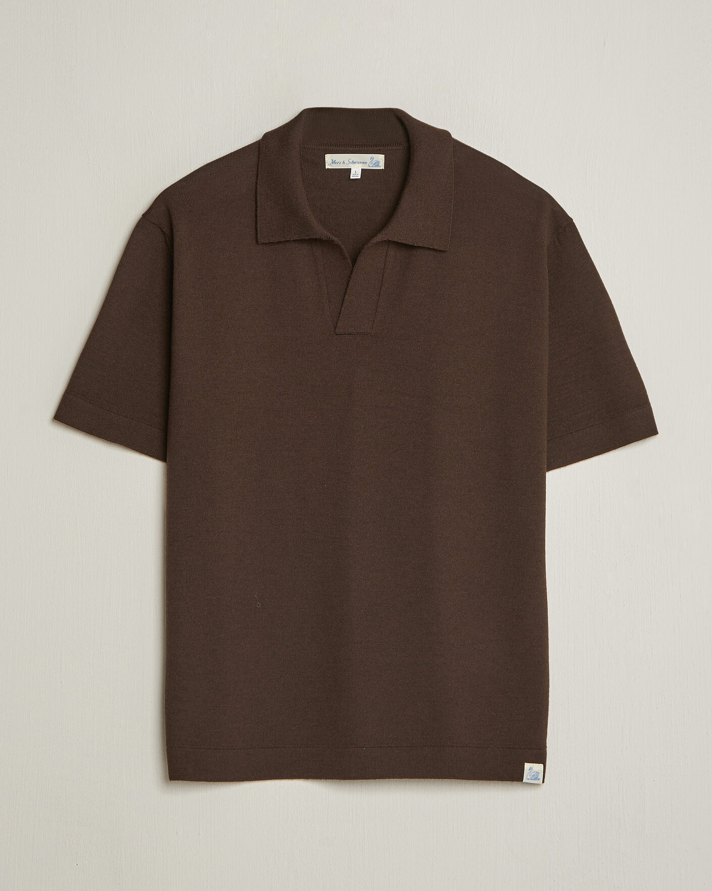 Uomini | Polo | Merz b. Schwanen | Relaxed Fit Merino Knitted Polo Coffee