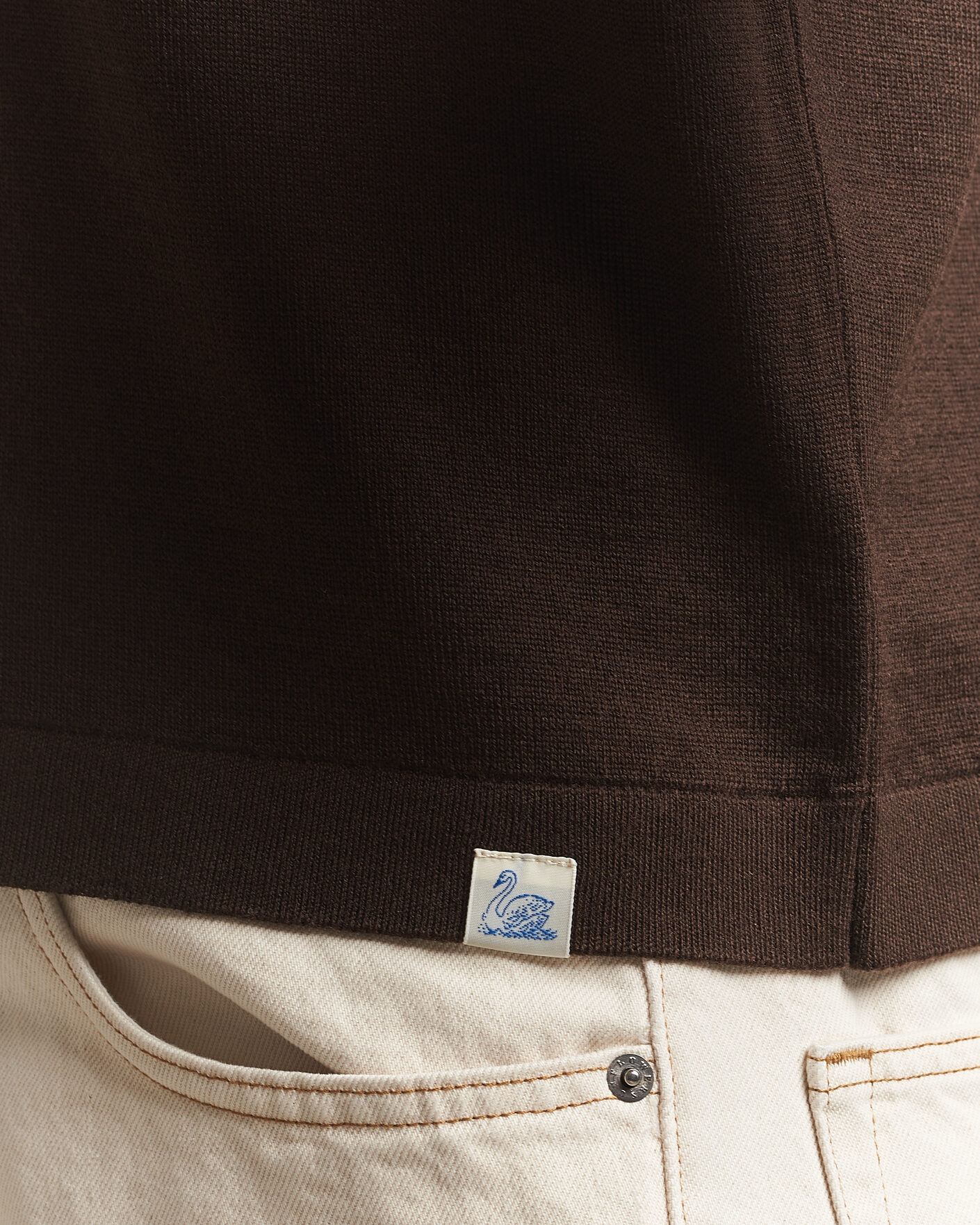 Uomini | Polo | Merz b. Schwanen | Relaxed Fit Merino Knitted Polo Coffee