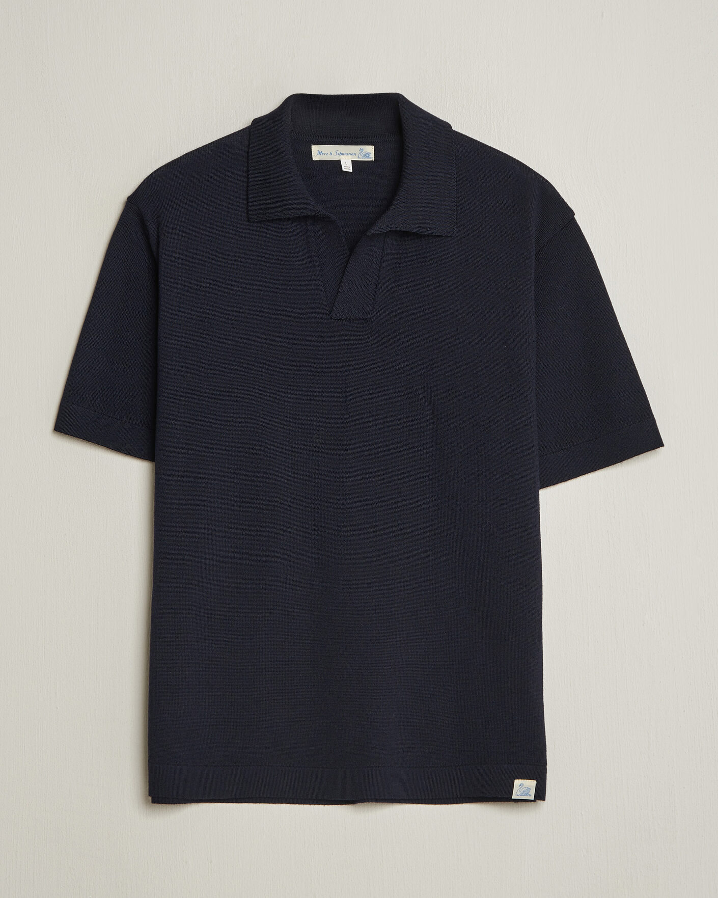 Uomini | Polo | Merz b. Schwanen | Relaxed Fit Merino Knitted Polo Dark Navy