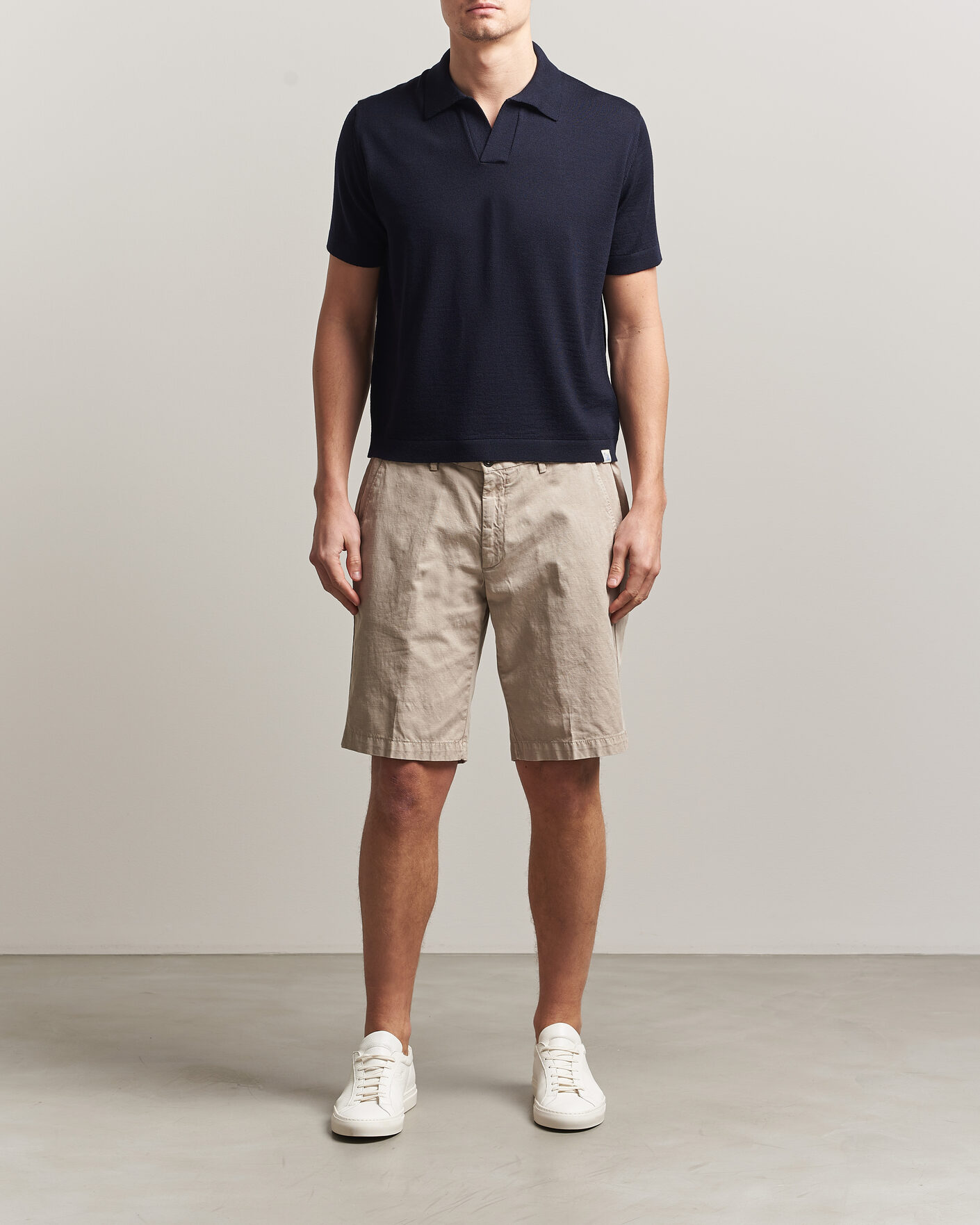 Uomini | Polo | Merz b. Schwanen | Relaxed Fit Merino Knitted Polo Dark Navy
