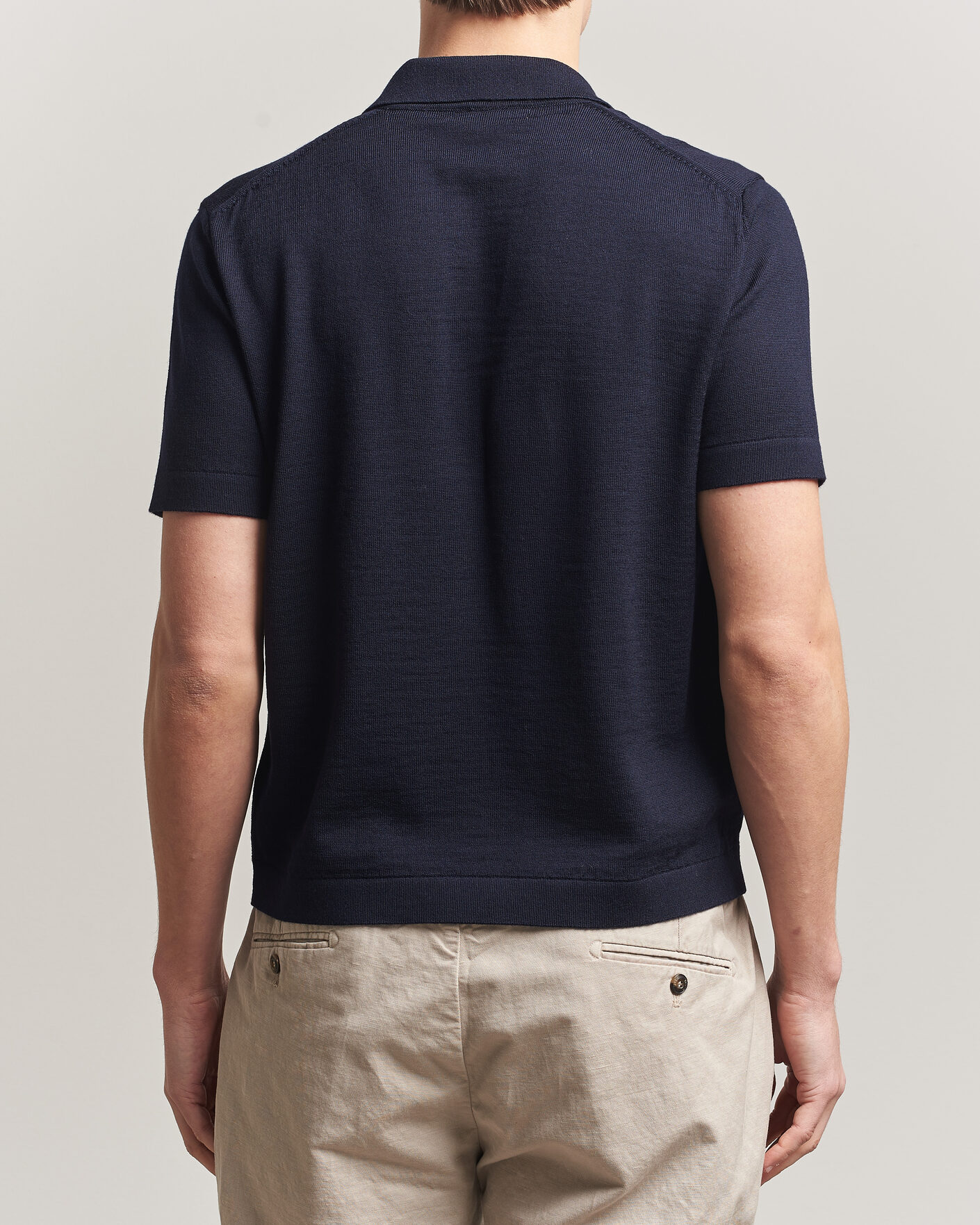 Uomini | Polo | Merz b. Schwanen | Relaxed Fit Merino Knitted Polo Dark Navy