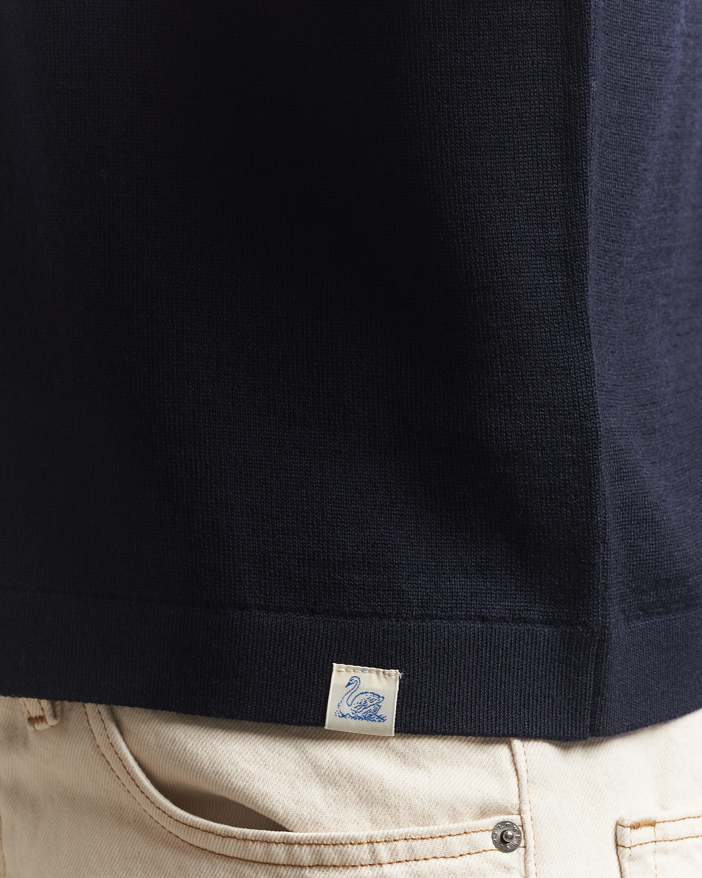 Uomini | T-shirt | Merz b. Schwanen | Relaxed Fit Merino Knitted T-Shirt Dark Navy