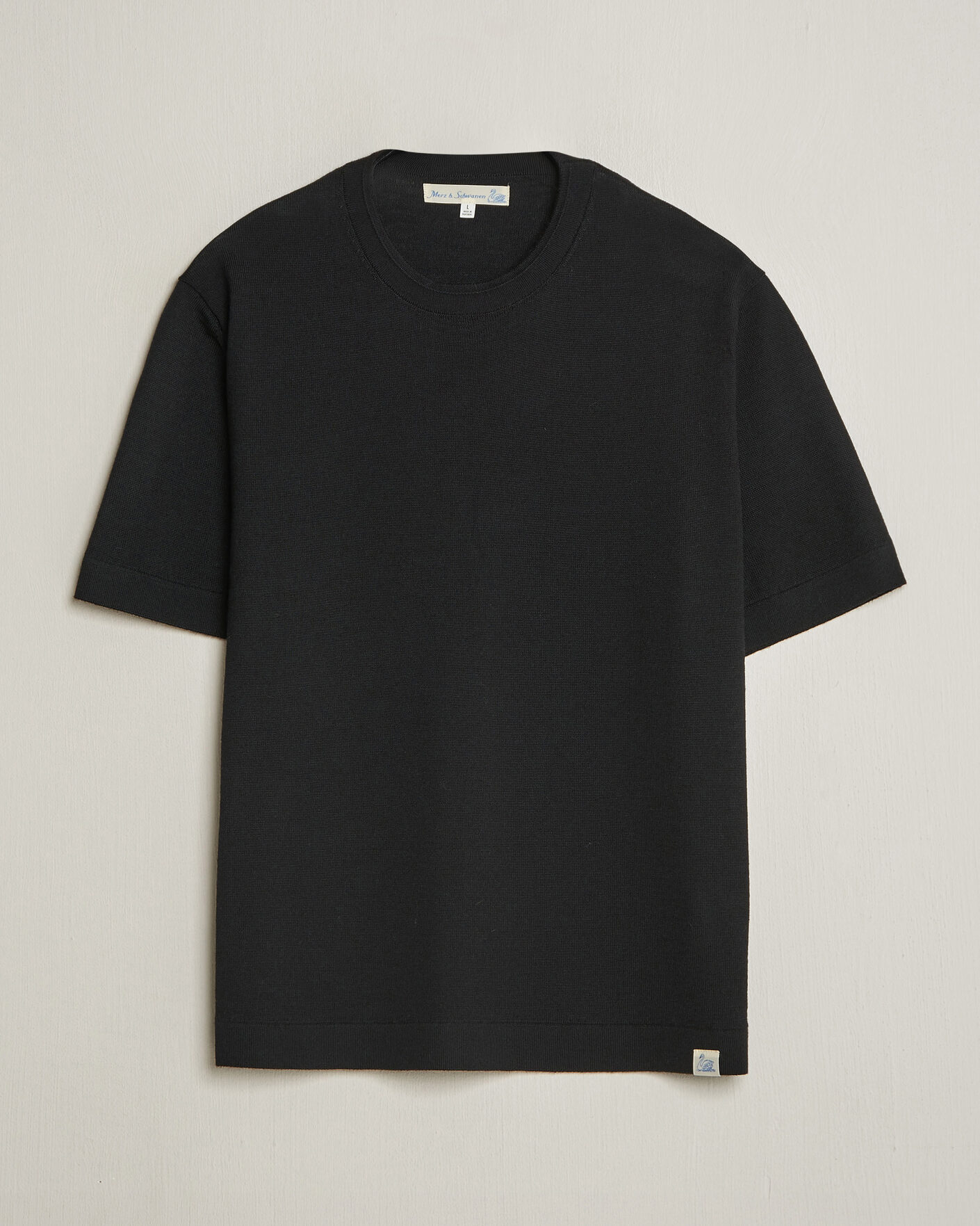 Uomini | T-shirt | Merz b. Schwanen | Relaxed Fit Merino Knitted T-Shirt Black
