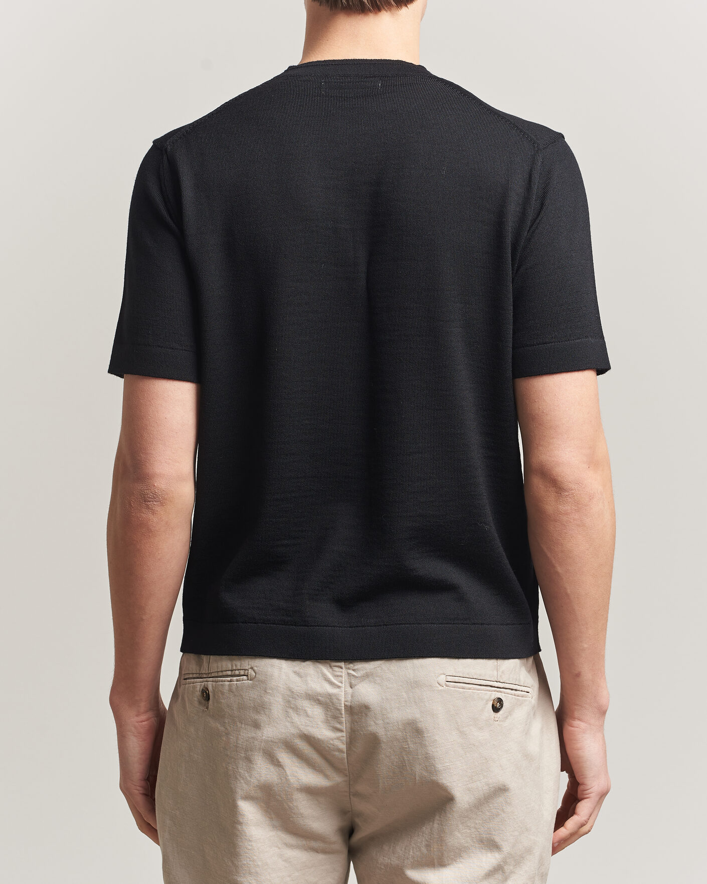 Uomini | T-shirt | Merz b. Schwanen | Relaxed Fit Merino Knitted T-Shirt Black