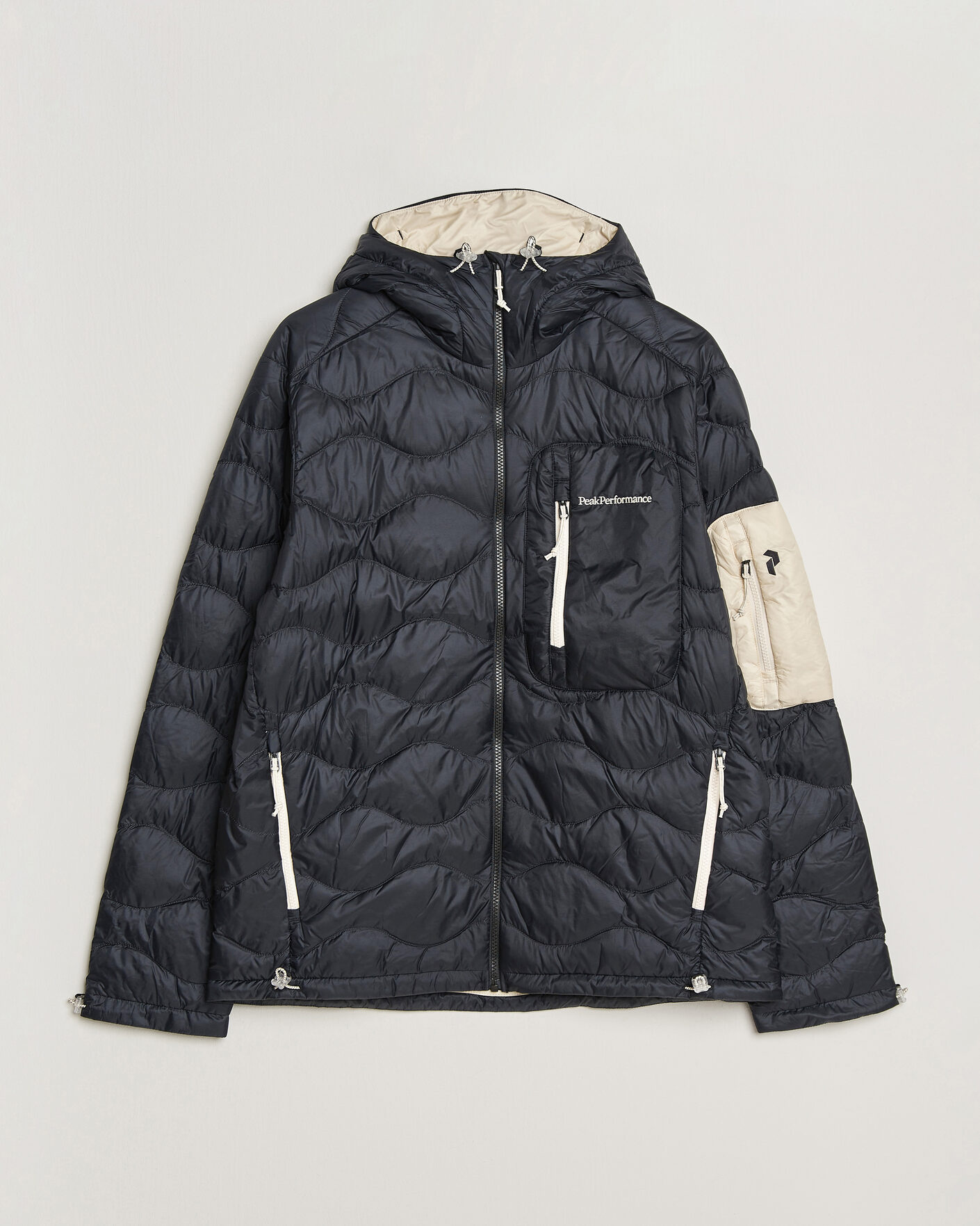Uomini | Giacche | Peak Performance | Helium Utility Down Hooded Jacket Black/Sand Fog
