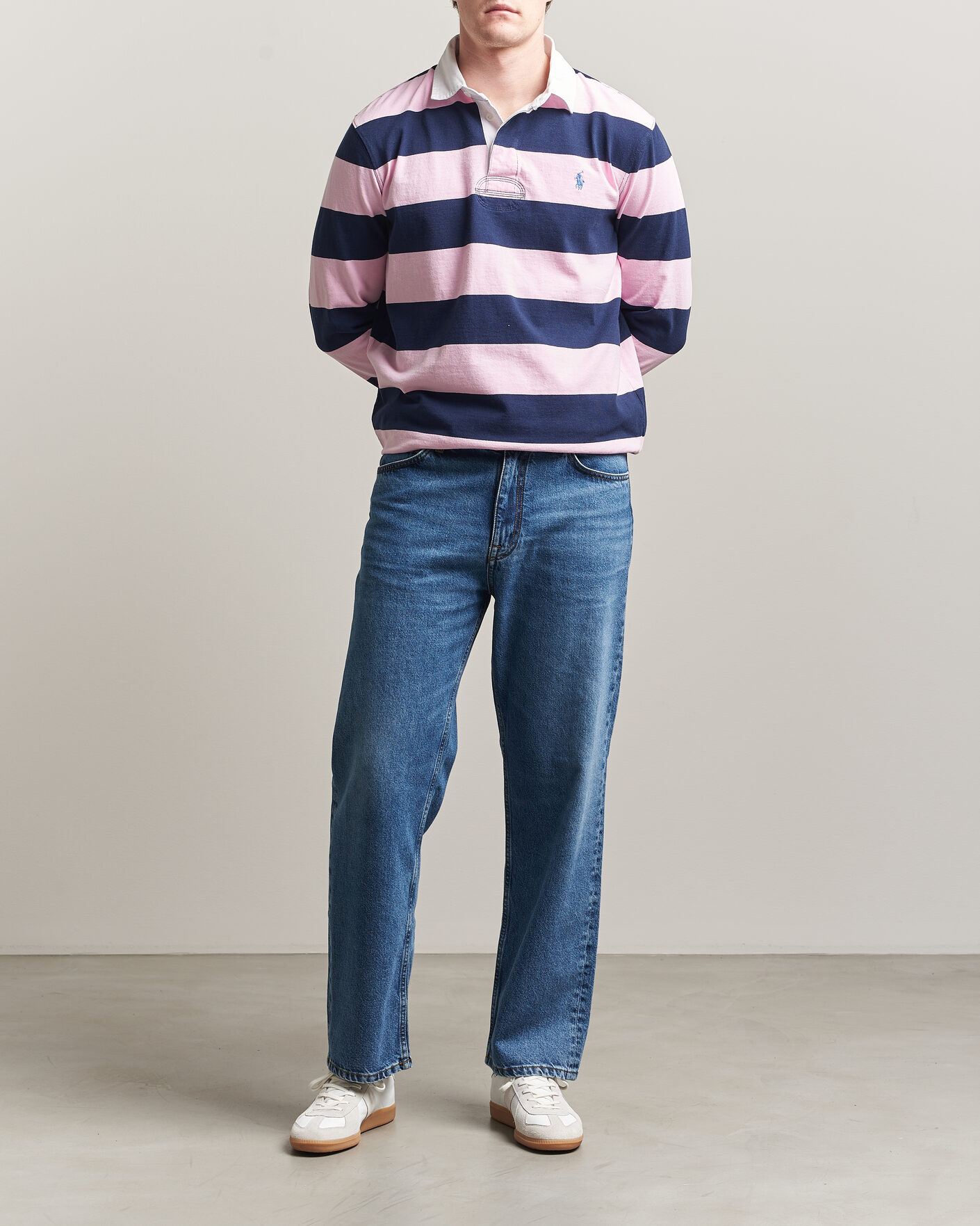 Uomini | Maglieria | Polo Ralph Lauren | Jersey Striped Rugger Carmel Pink/Newport Navy