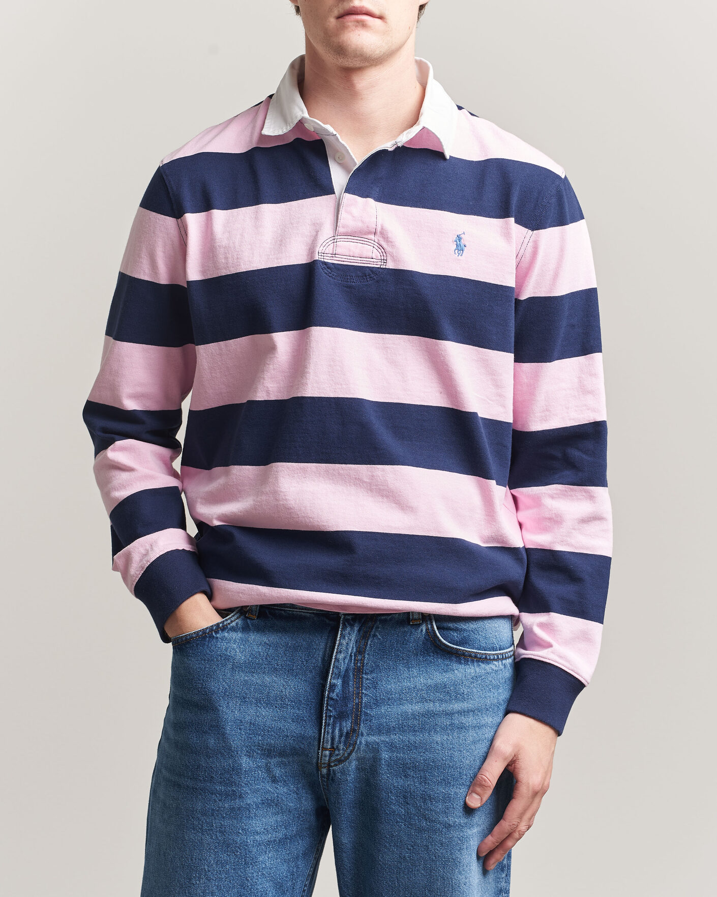 Uomini | Maglieria | Polo Ralph Lauren | Jersey Striped Rugger Carmel Pink/Newport Navy