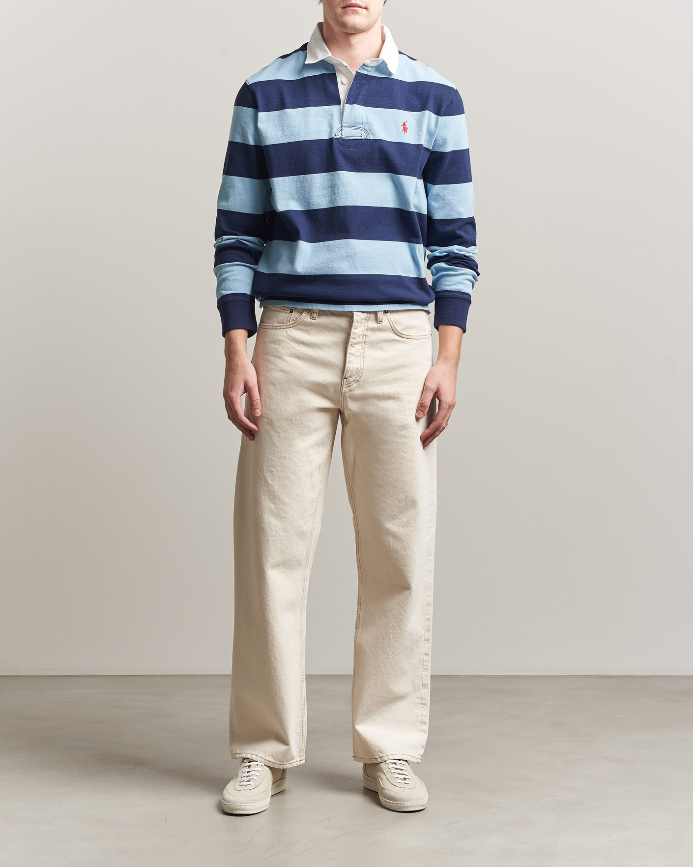 Uomini | Maglieria | Polo Ralph Lauren | Jersey Striped Rugger Powder Blue/Newport Navy