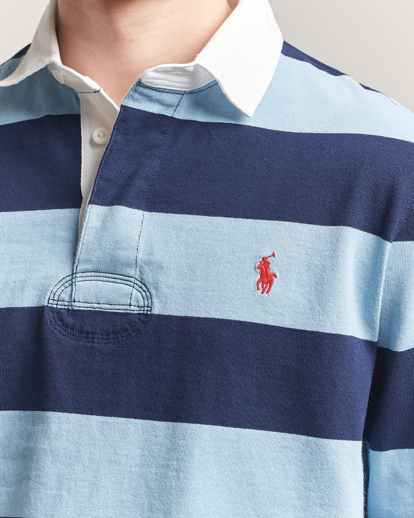 Uomini | Maglieria | Polo Ralph Lauren | Jersey Striped Rugger Powder Blue/Newport Navy