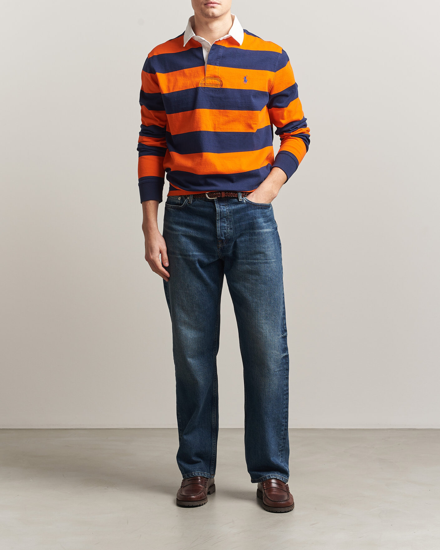 Uomini | Maglieria | Polo Ralph Lauren | Jersey Striped Rugger Sailing Orange/Newport Navy