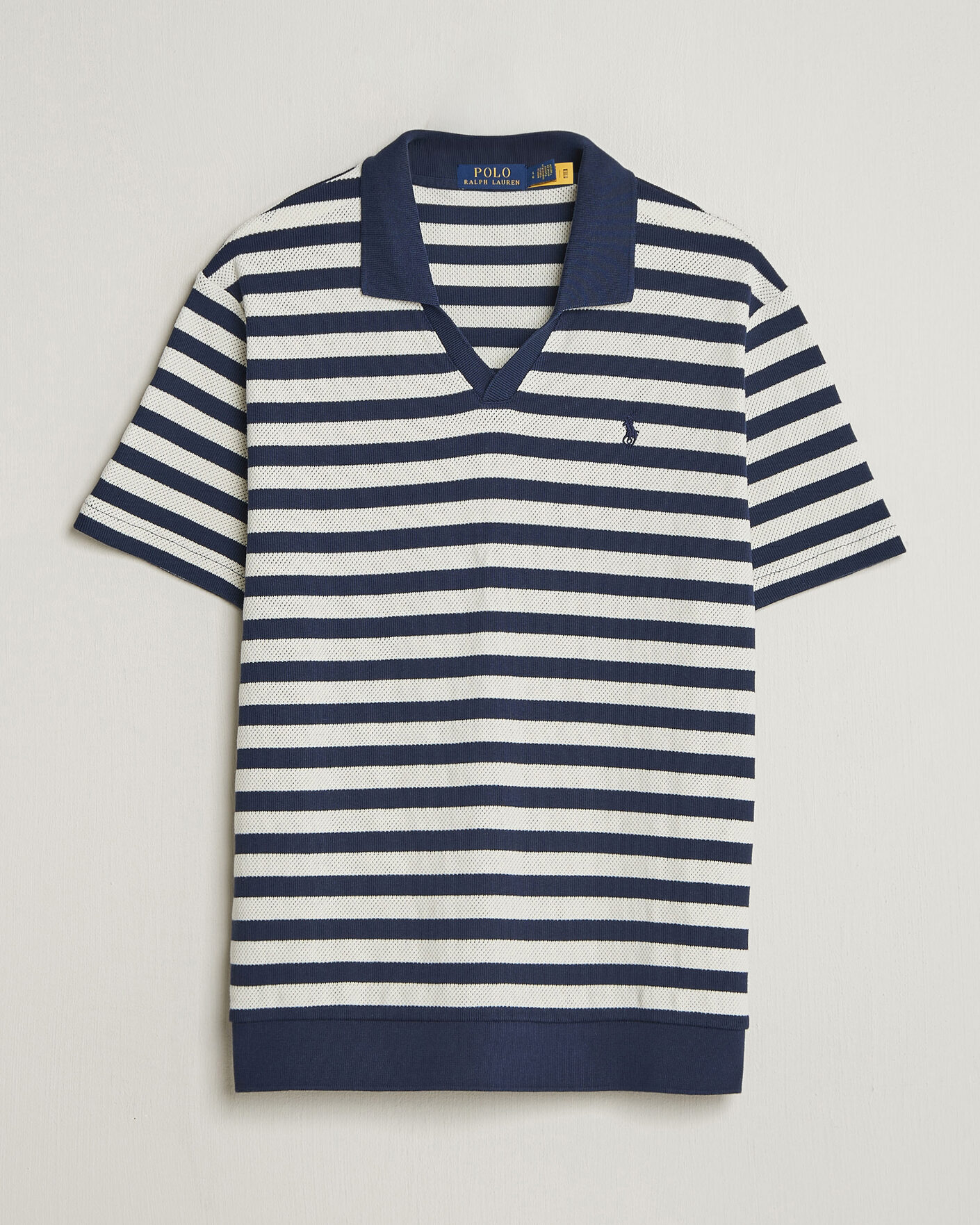 Uomini | Polo | Polo Ralph Lauren | Cotton Texture Striped Polo Newport Navy/Cream