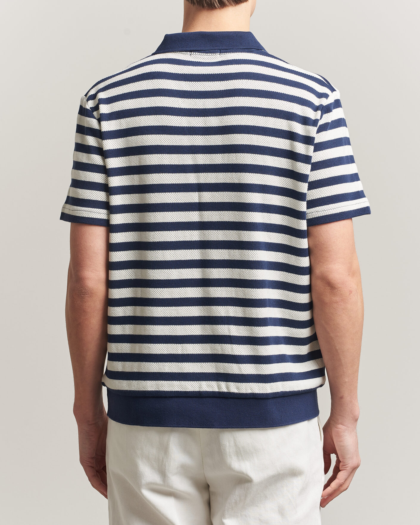 Uomini | Polo | Polo Ralph Lauren | Cotton Texture Striped Polo Newport Navy/Cream