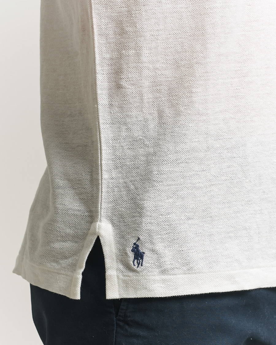 Uomini | Polo | Polo Ralph Lauren | Long Sleeve Linen Polo Deckwash White