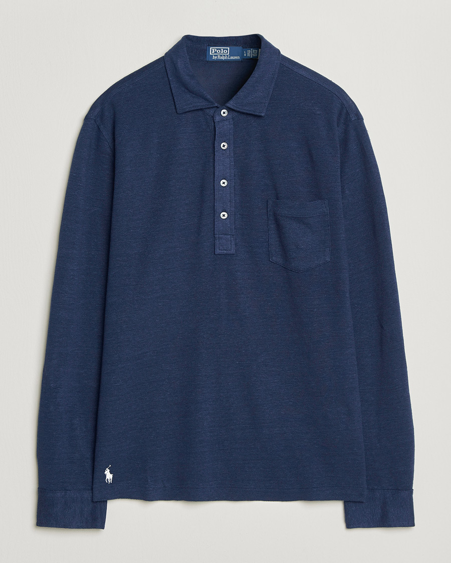 Uomini | Polo | Polo Ralph Lauren | Long Sleeve Linen Polo Newport Navy