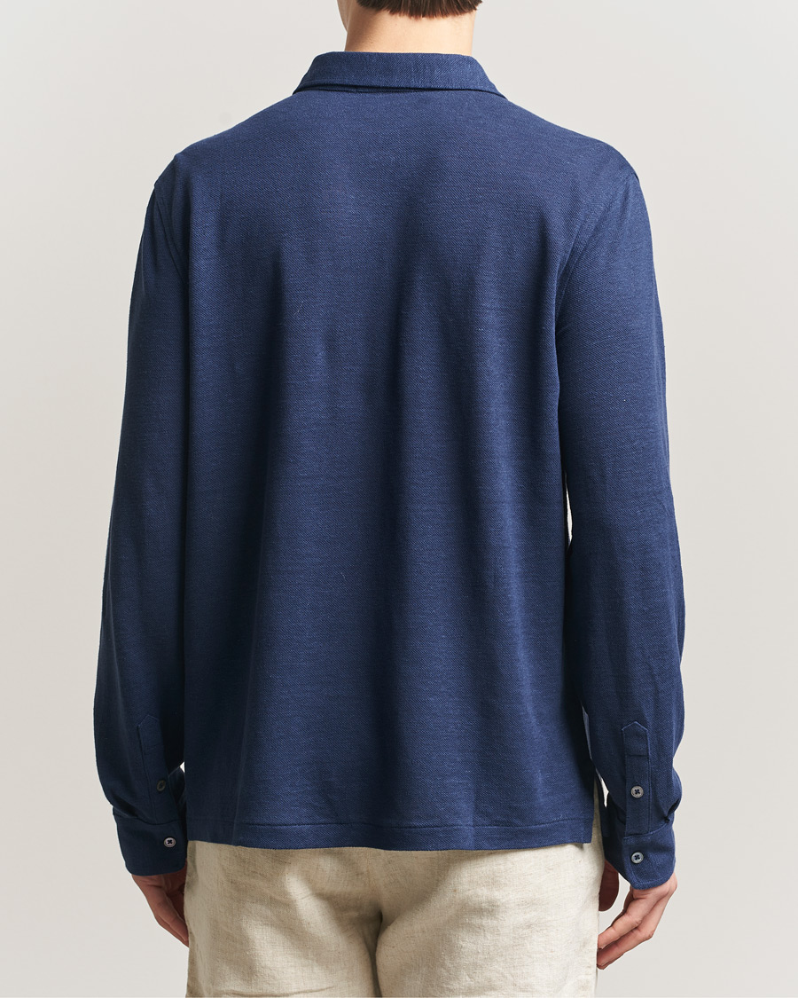 Uomini | Polo | Polo Ralph Lauren | Long Sleeve Linen Polo Newport Navy