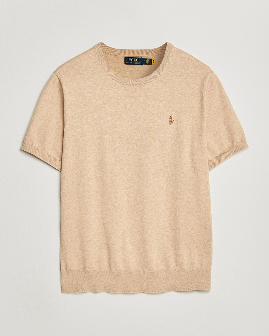 Uomini | T-shirt | Polo Ralph Lauren | Knitted Short Sleeve T-Shirt Camel Melange