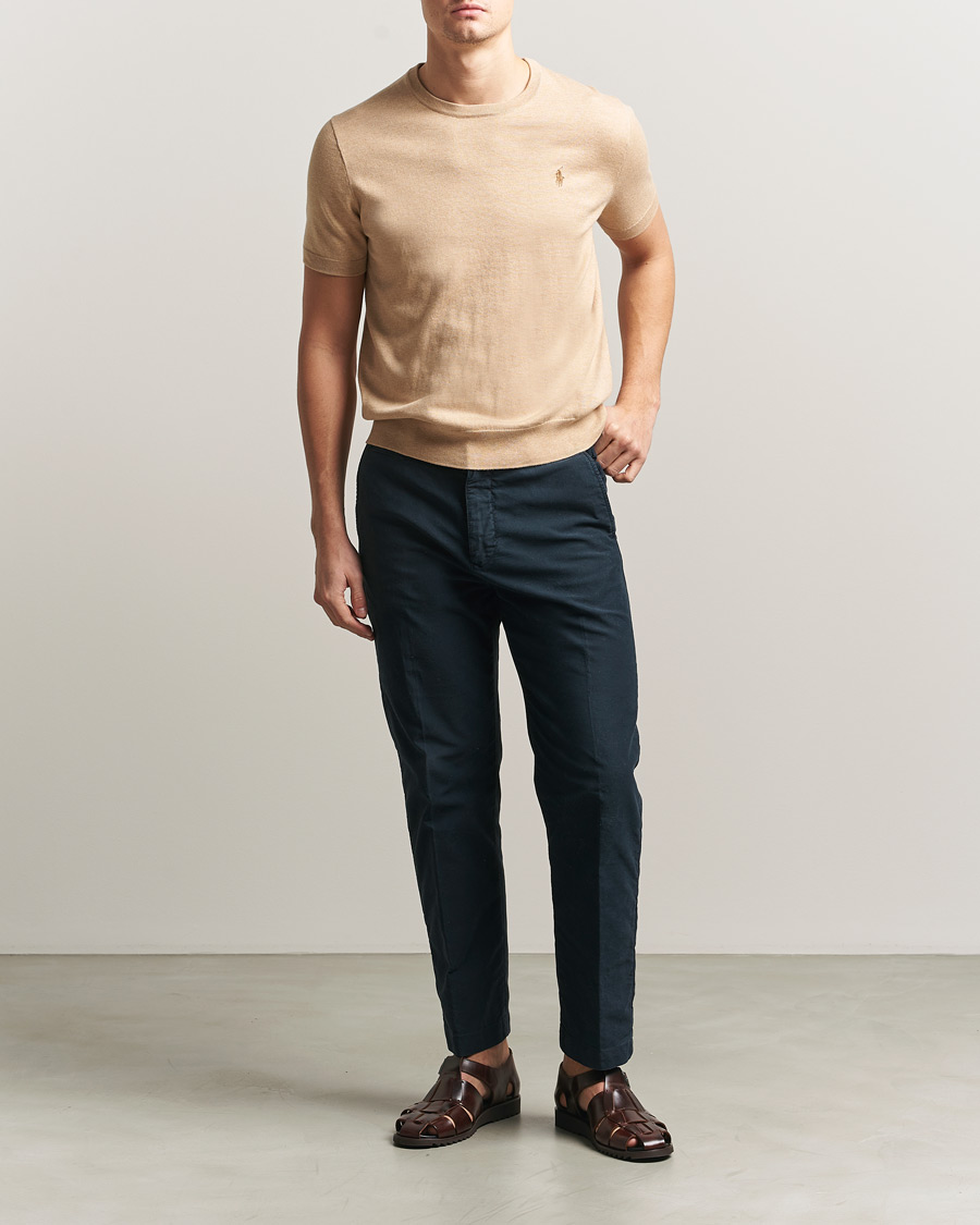 Uomini | T-shirt | Polo Ralph Lauren | Knitted Short Sleeve T-Shirt Camel Melange