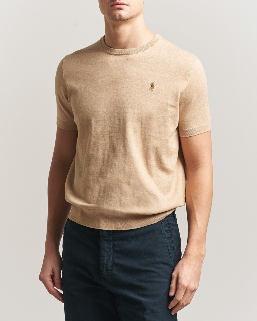 Uomini | T-shirt | Polo Ralph Lauren | Knitted Short Sleeve T-Shirt Camel Melange