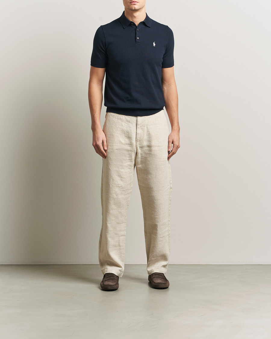 Uomini | Polo | Polo Ralph Lauren | Knitted Short Sleeve Polo Hunter Navy
