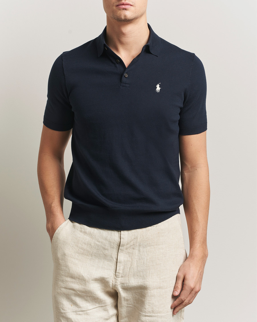 Uomini | Polo | Polo Ralph Lauren | Knitted Short Sleeve Polo Hunter Navy