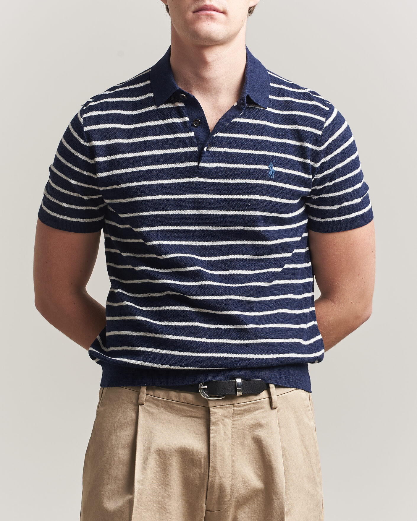 Uomini | Polo | Polo Ralph Lauren | Cotton Blend Striped Polo Bright Navy Combo