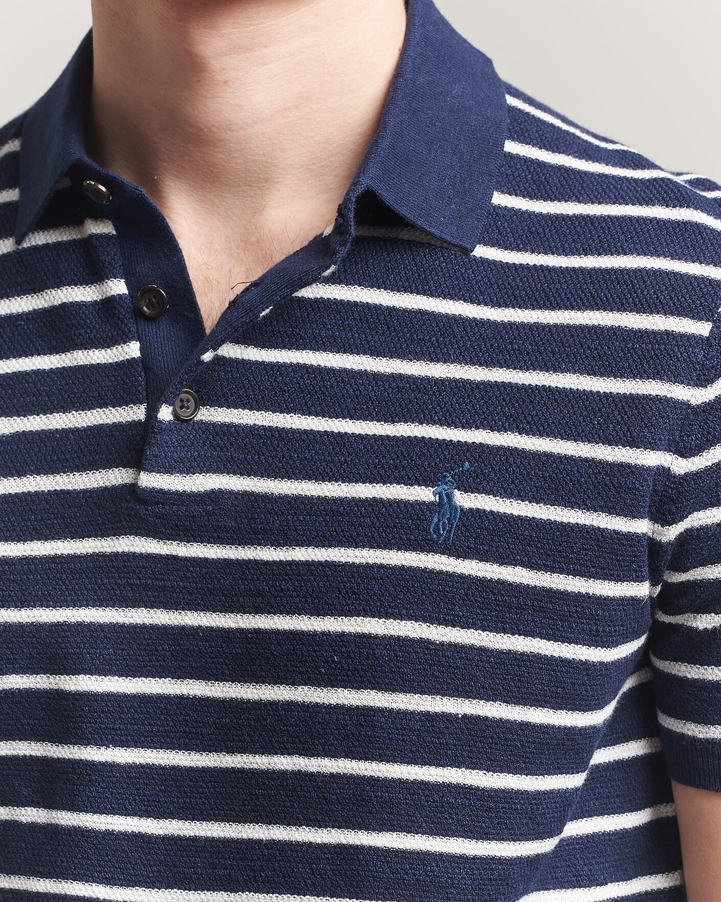 Uomini | Polo | Polo Ralph Lauren | Cotton Blend Striped Polo Bright Navy Combo