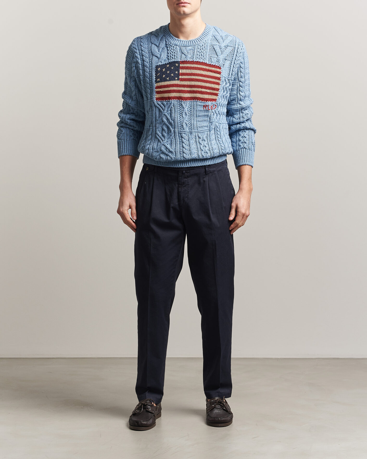 Uomini | Maglieria | Polo Ralph Lauren | Cotton Flag Sweater Light Blue Combo
