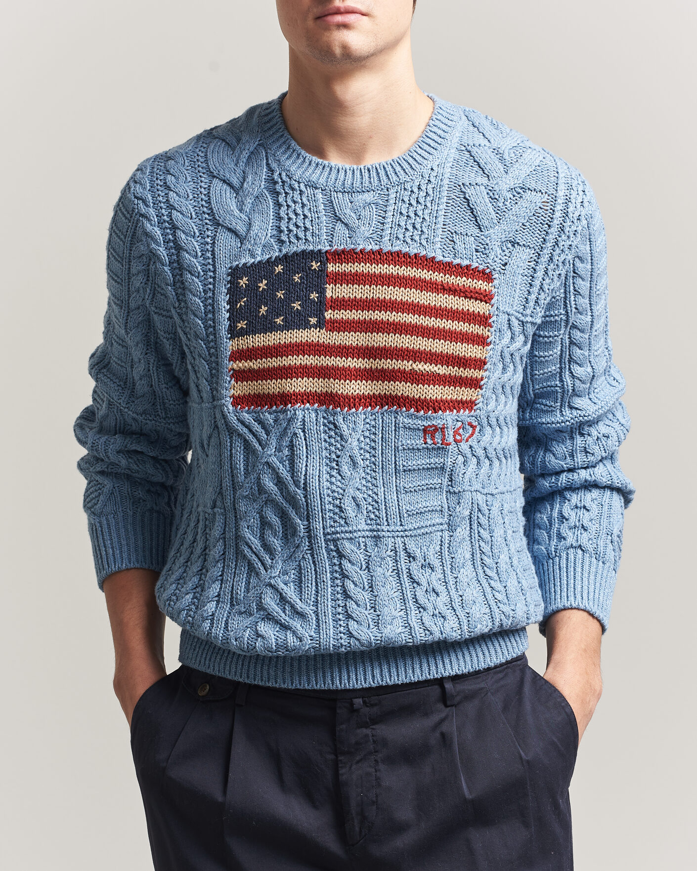 Uomini | Maglieria | Polo Ralph Lauren | Cotton Flag Sweater Light Blue Combo