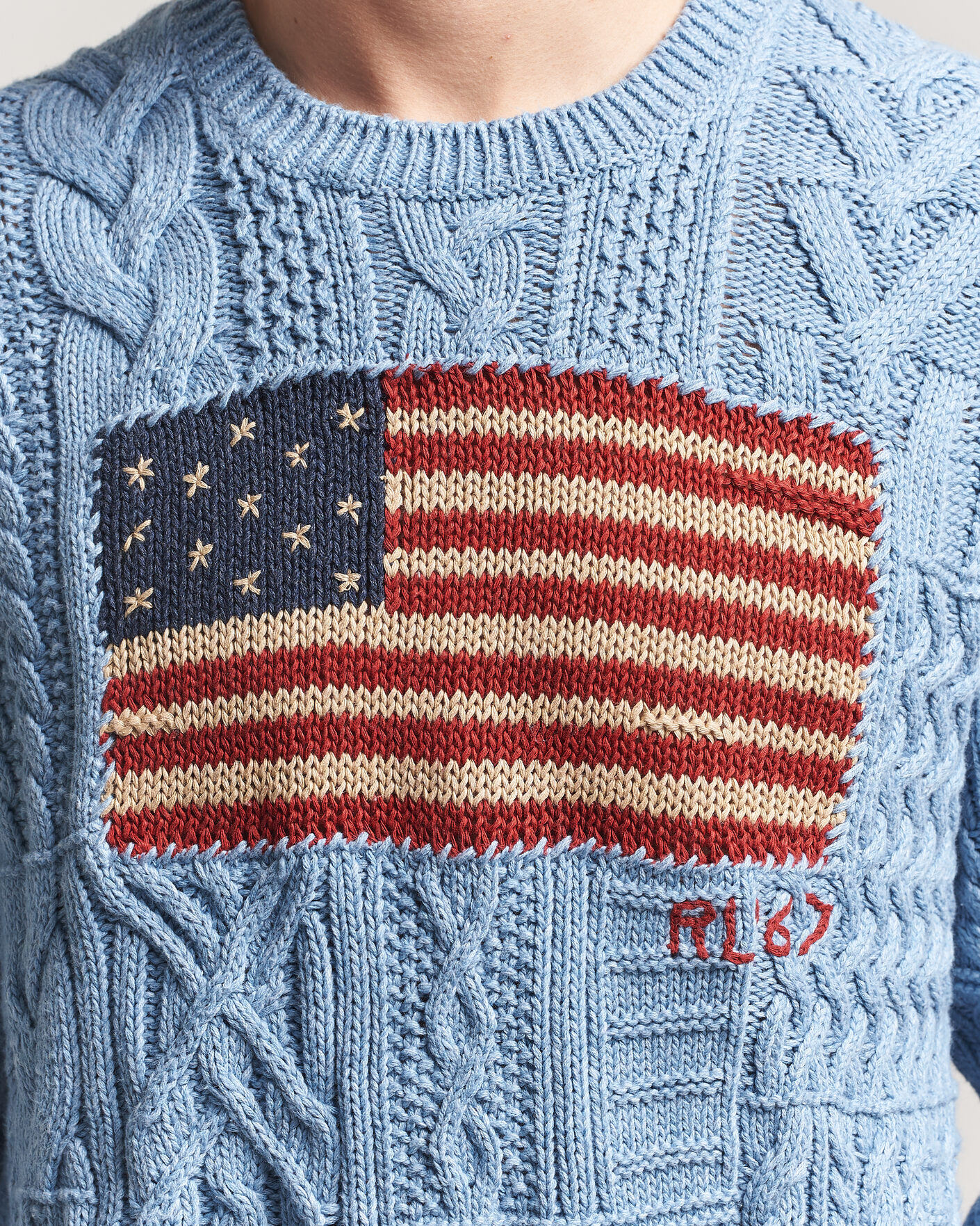 Uomini | Maglieria | Polo Ralph Lauren | Cotton Flag Sweater Light Blue Combo