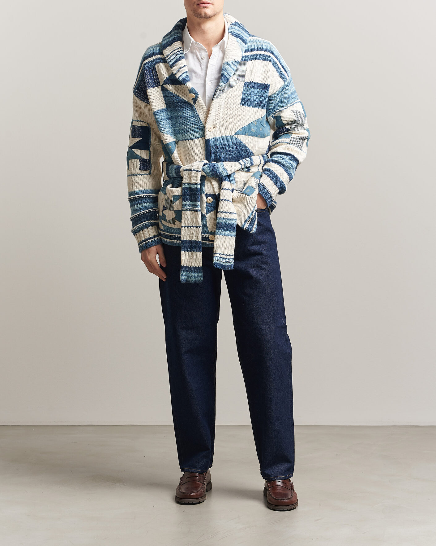 Uomini | Maglieria | Polo Ralph Lauren | Cotton Linen Cardigan Cream Blue Combo