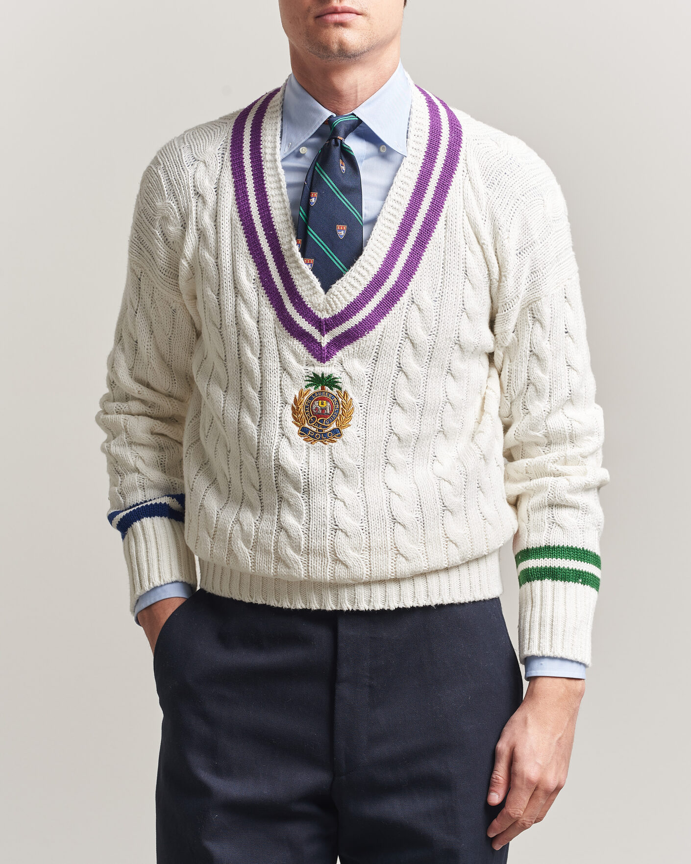 Uomini | Maglieria | Polo Ralph Lauren | Cotton Linen Blend Sweater Cream Combo