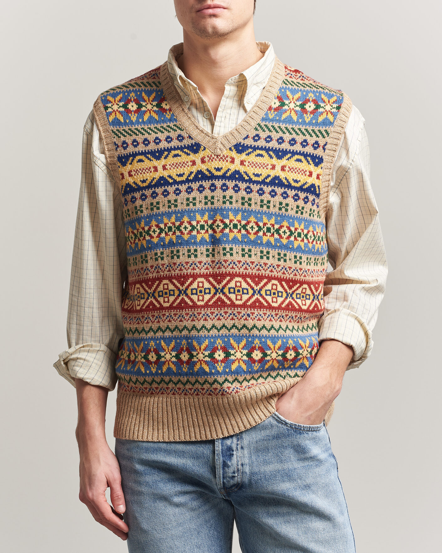 Uomini | Maglieria | Polo Ralph Lauren | Cotton Linen Blend Vest Tan Combo