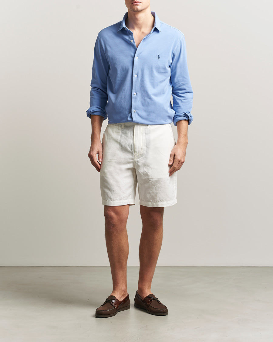 Uomini | Camicie | Polo Ralph Lauren | Featherweight Knitted Shirt Canvas Blue