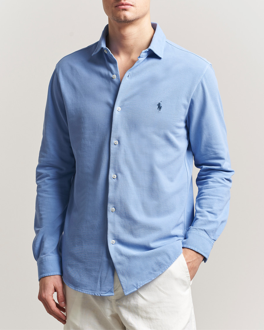 Uomini | Camicie | Polo Ralph Lauren | Featherweight Knitted Shirt Canvas Blue