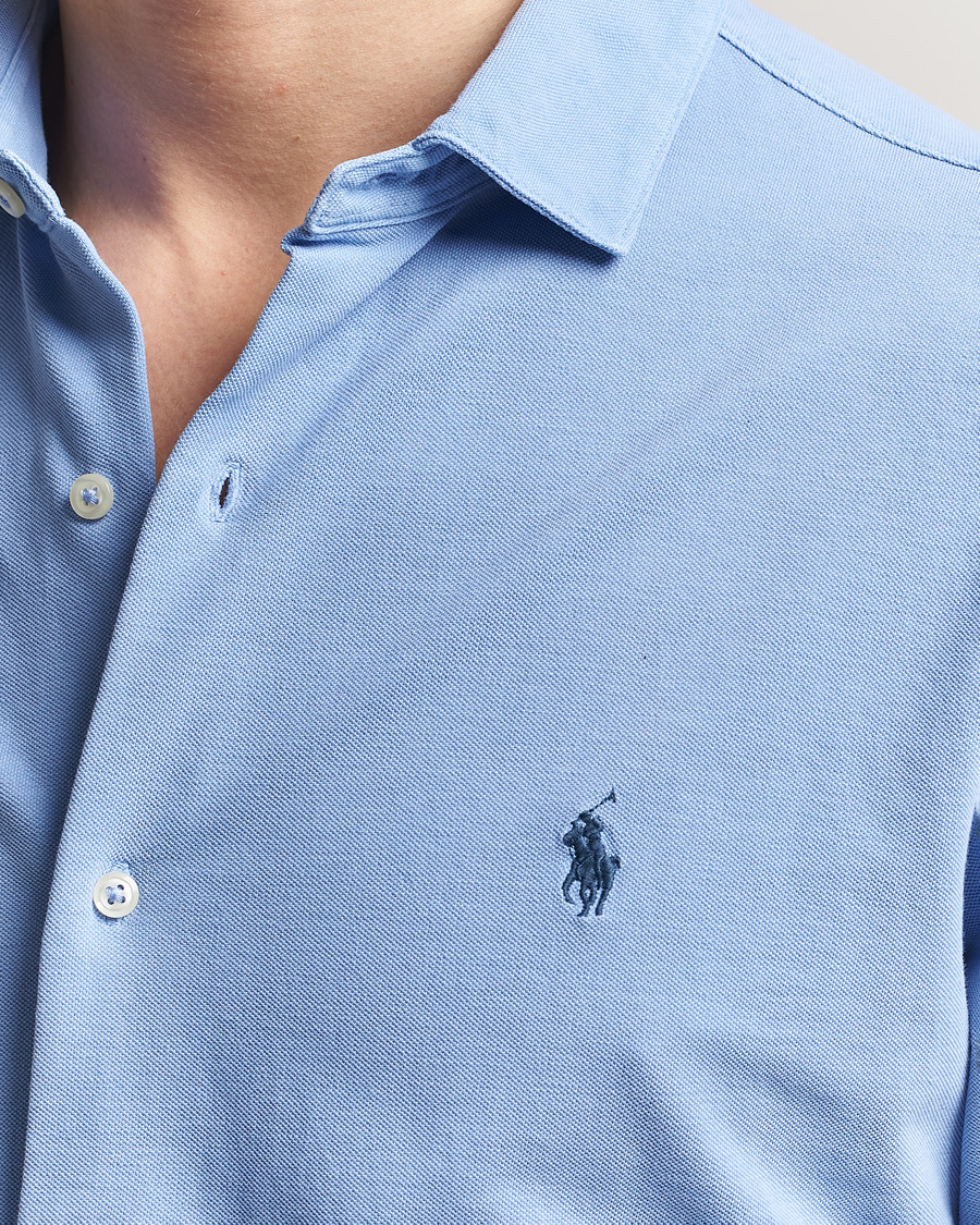 Uomini | Camicie | Polo Ralph Lauren | Featherweight Knitted Shirt Canvas Blue