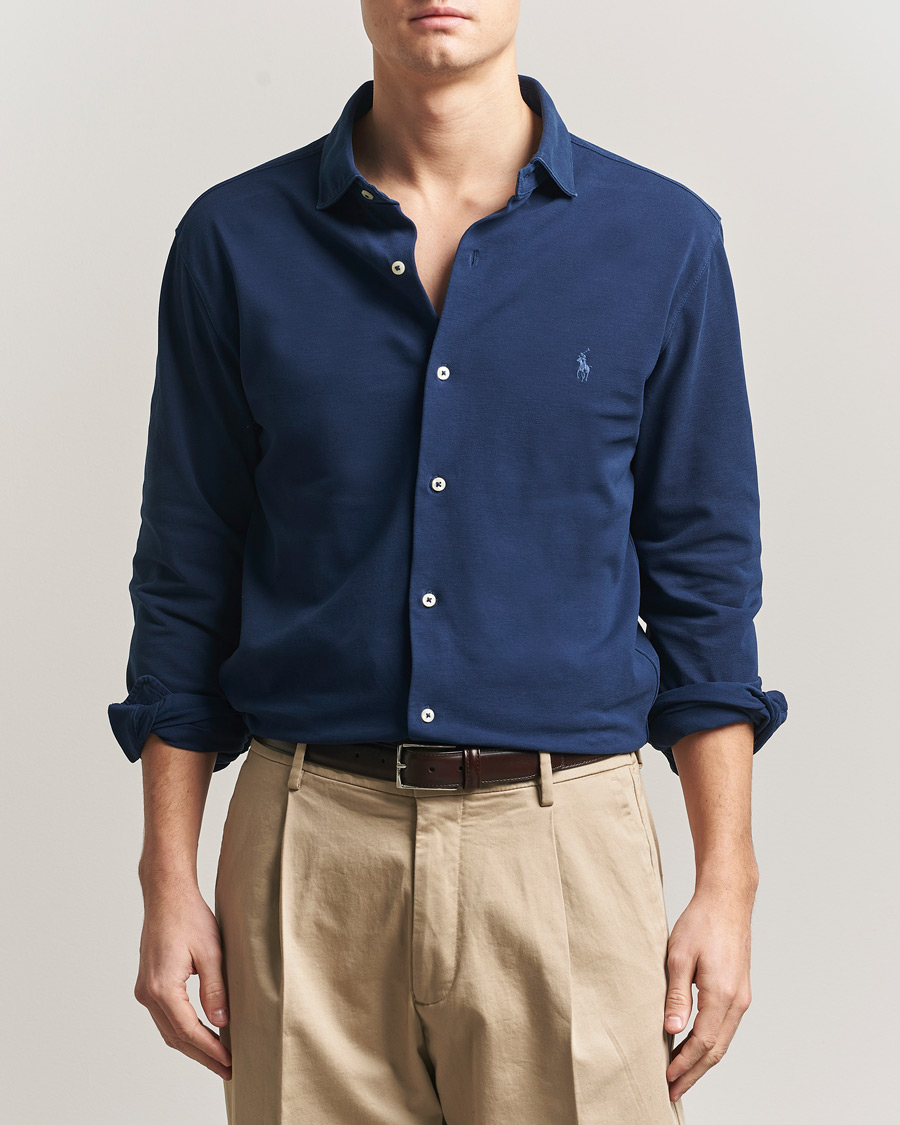Uomini | Camicie | Polo Ralph Lauren | Featherweight Knitted Shirt Dark Cobalt
