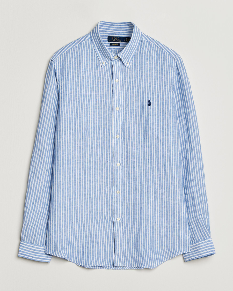 Uomini | Camicie | Polo Ralph Lauren | Custom Fit Linen Shirt Blue/White