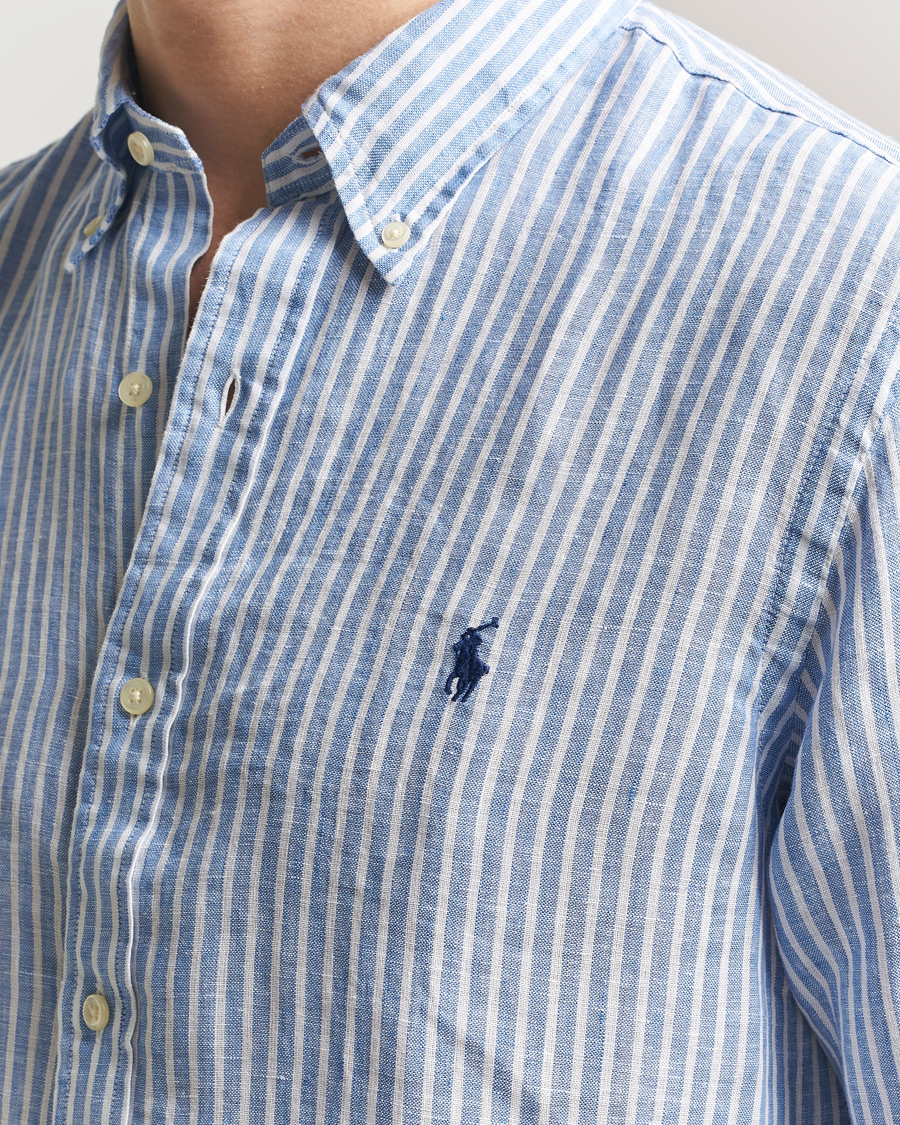Uomini | Camicie | Polo Ralph Lauren | Custom Fit Linen Shirt Blue/White