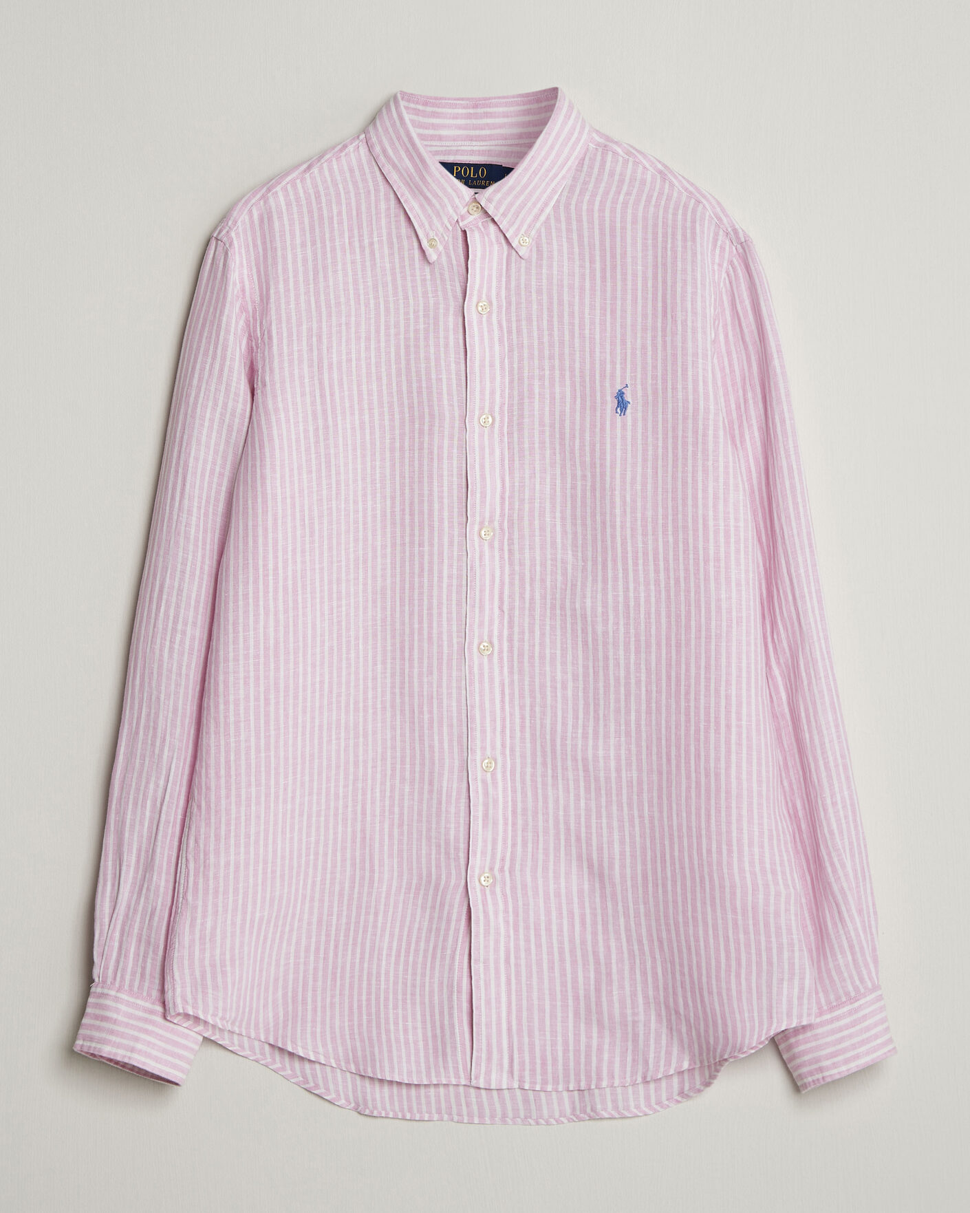 Uomini | Camicie | Polo Ralph Lauren | Custom Fit Linen Shirt Pink/White