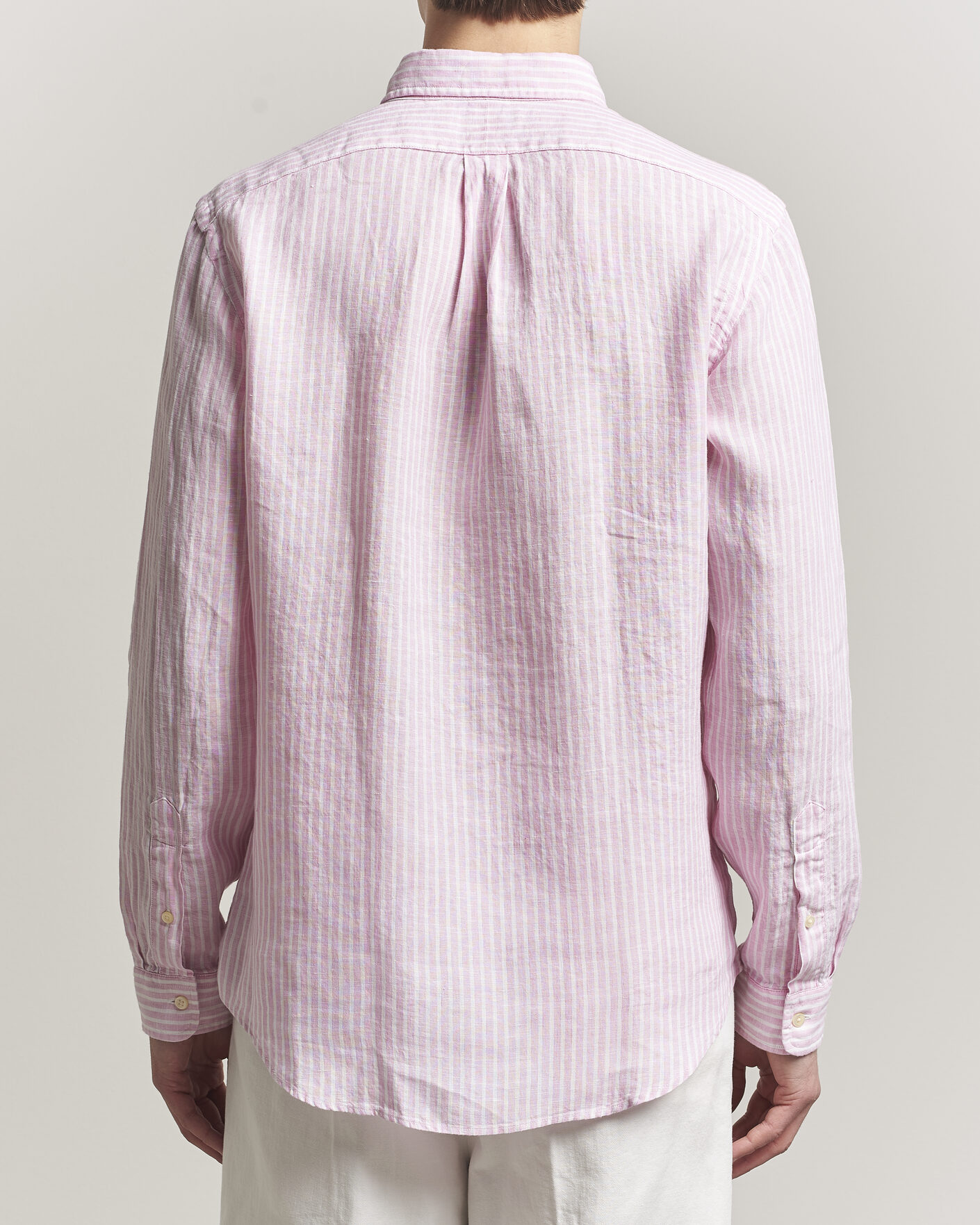 Uomini | Camicie | Polo Ralph Lauren | Custom Fit Linen Shirt Pink/White