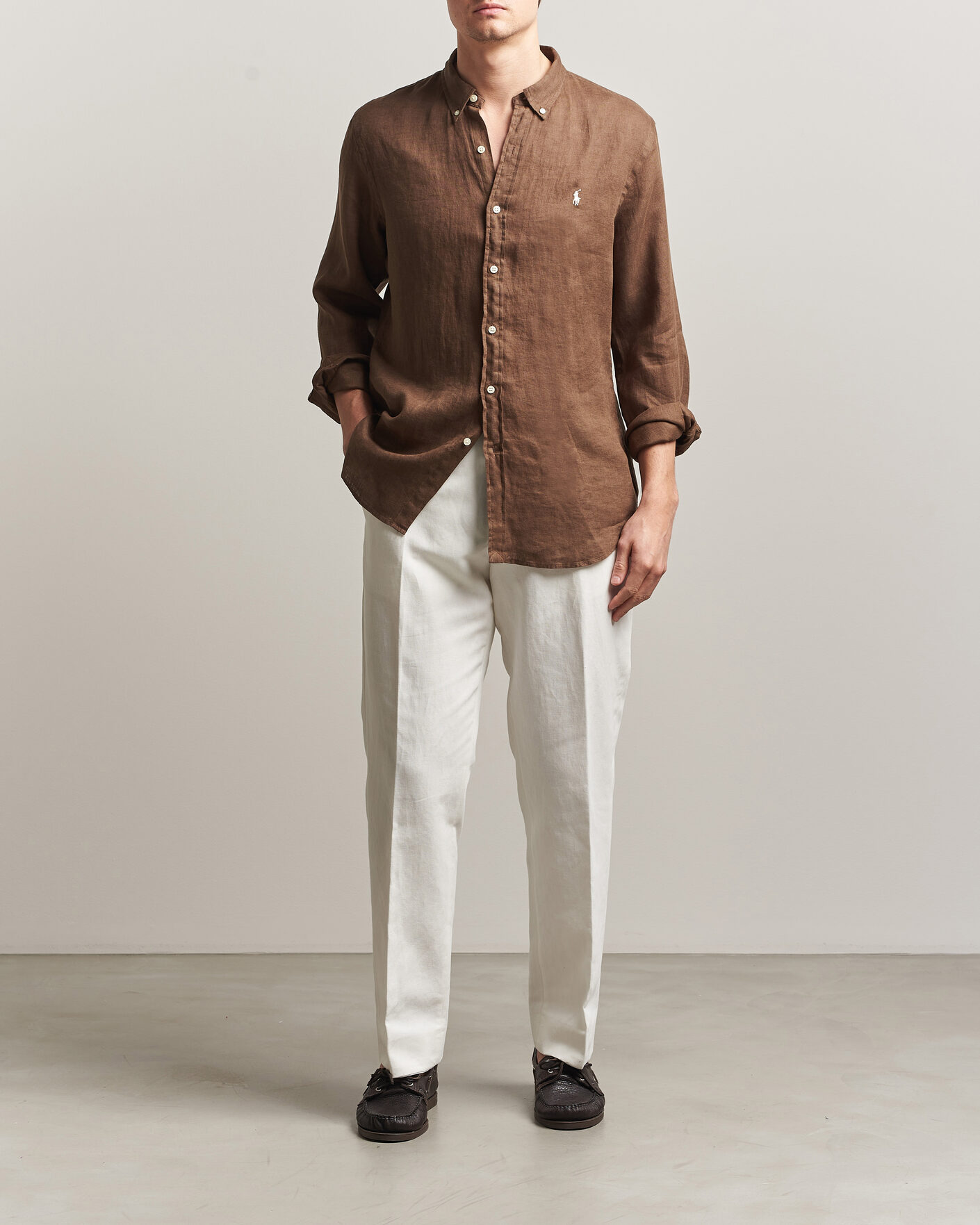 Uomini |  | Polo Ralph Lauren | Slim Fit Linen Shirt Chestnut