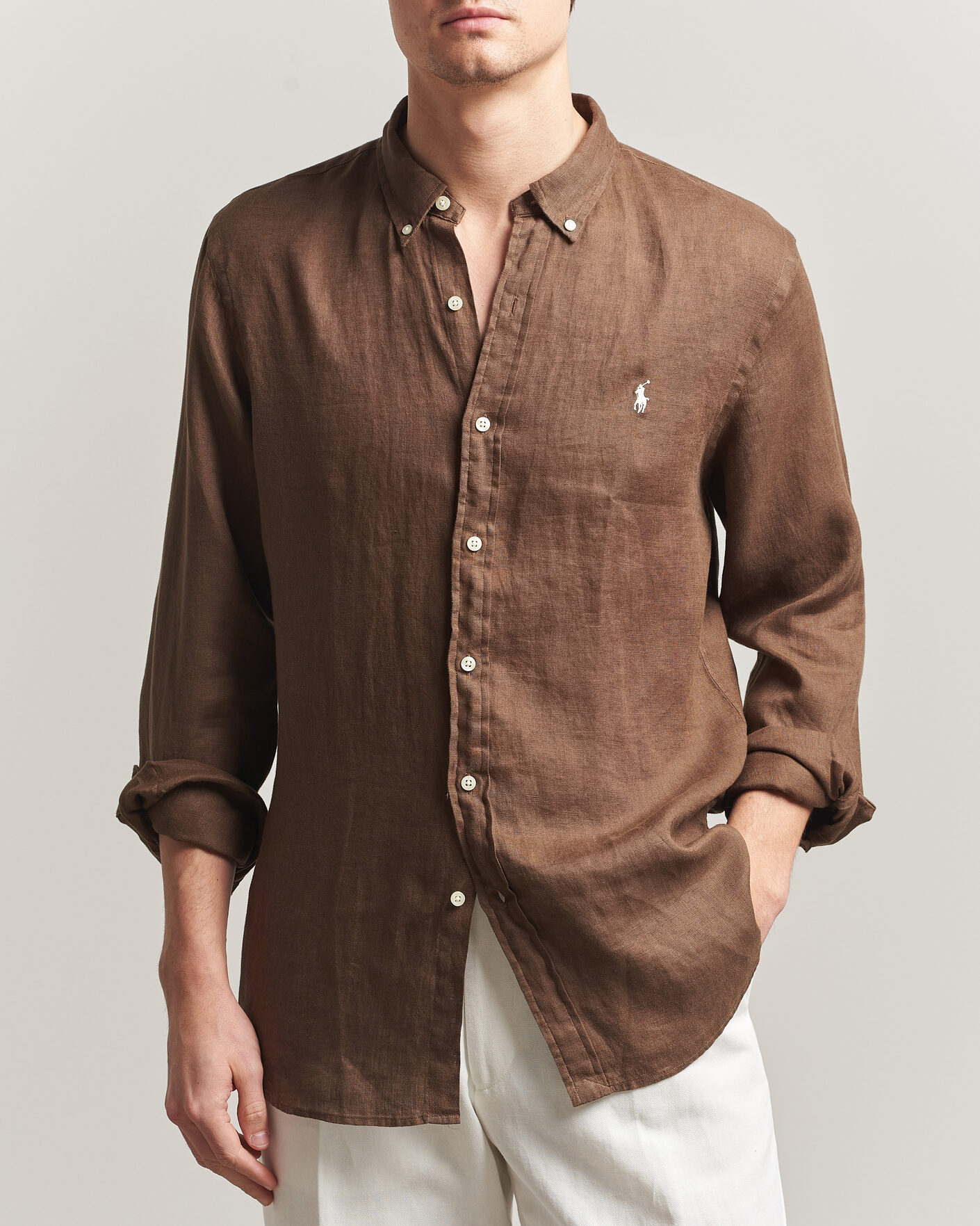 Uomini | Camicie | Polo Ralph Lauren | Slim Fit Linen Shirt Chestnut