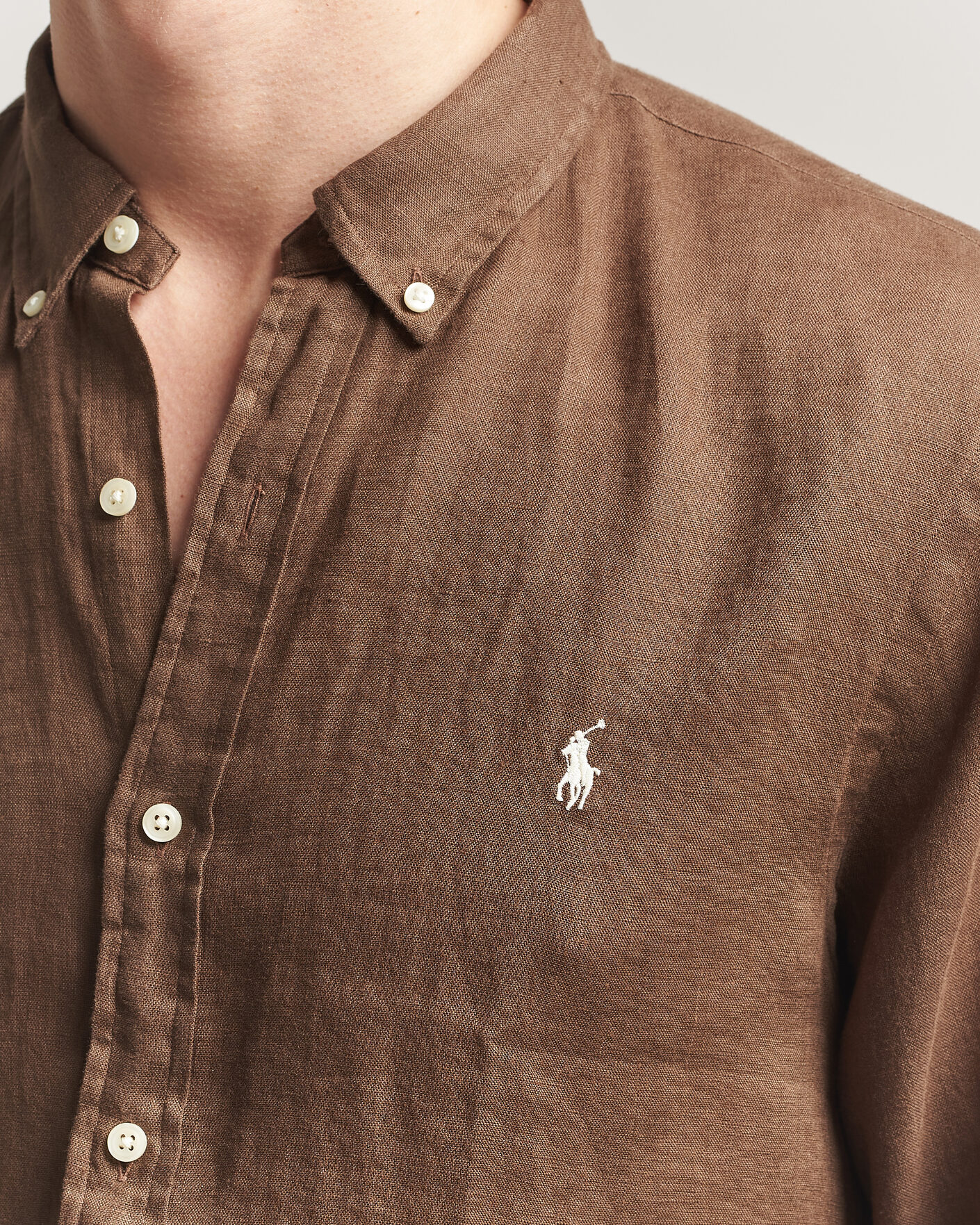 Uomini | Camicie | Polo Ralph Lauren | Slim Fit Linen Shirt Chestnut