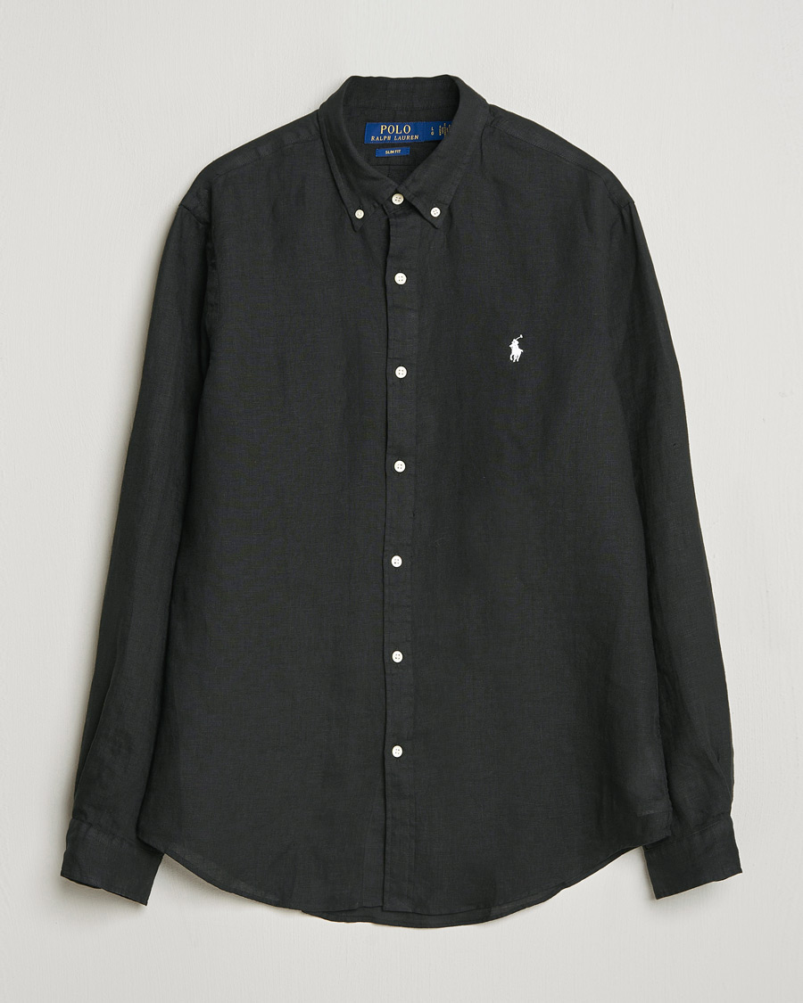 Uomini | Camicie | Polo Ralph Lauren | Slim Fit Linen Shirt Polo Black